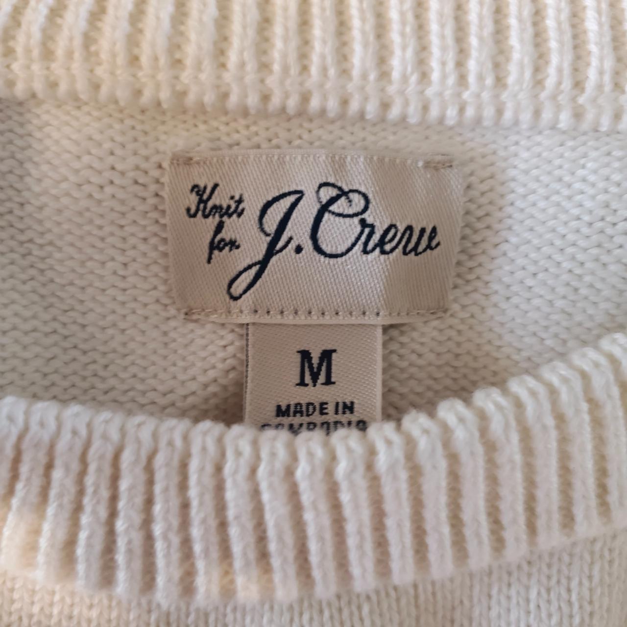 J.Crew Cream Knit Heritage cotton crewneck Sweater... - Depop