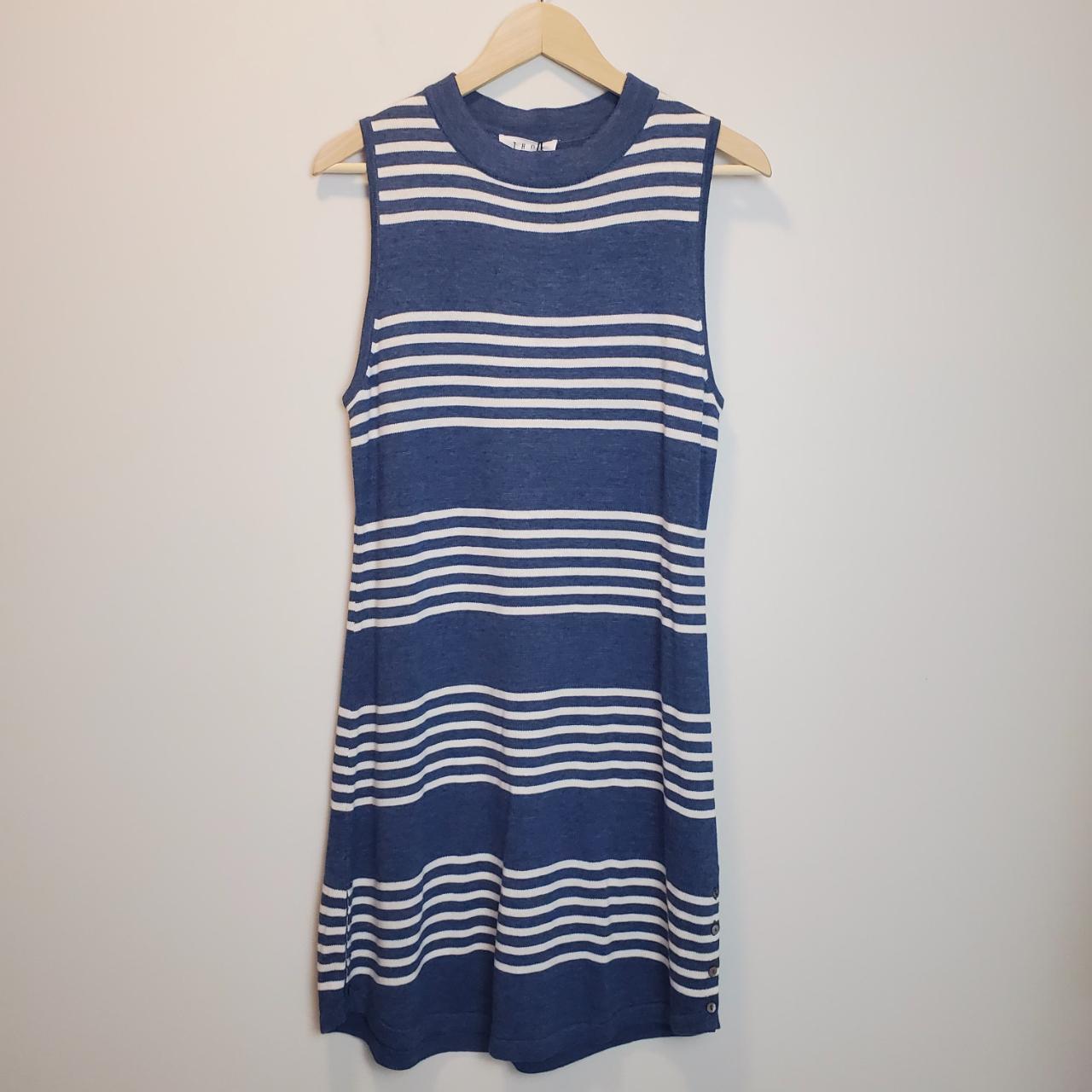 THML NWT Blue White Knit Stripe Mini Dress... - Depop