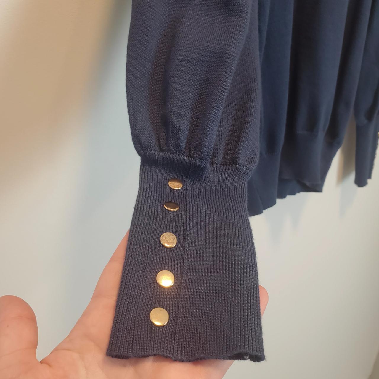 Philosophy Blue Bishop Puff Sleeve Fall Sweater... - Depop