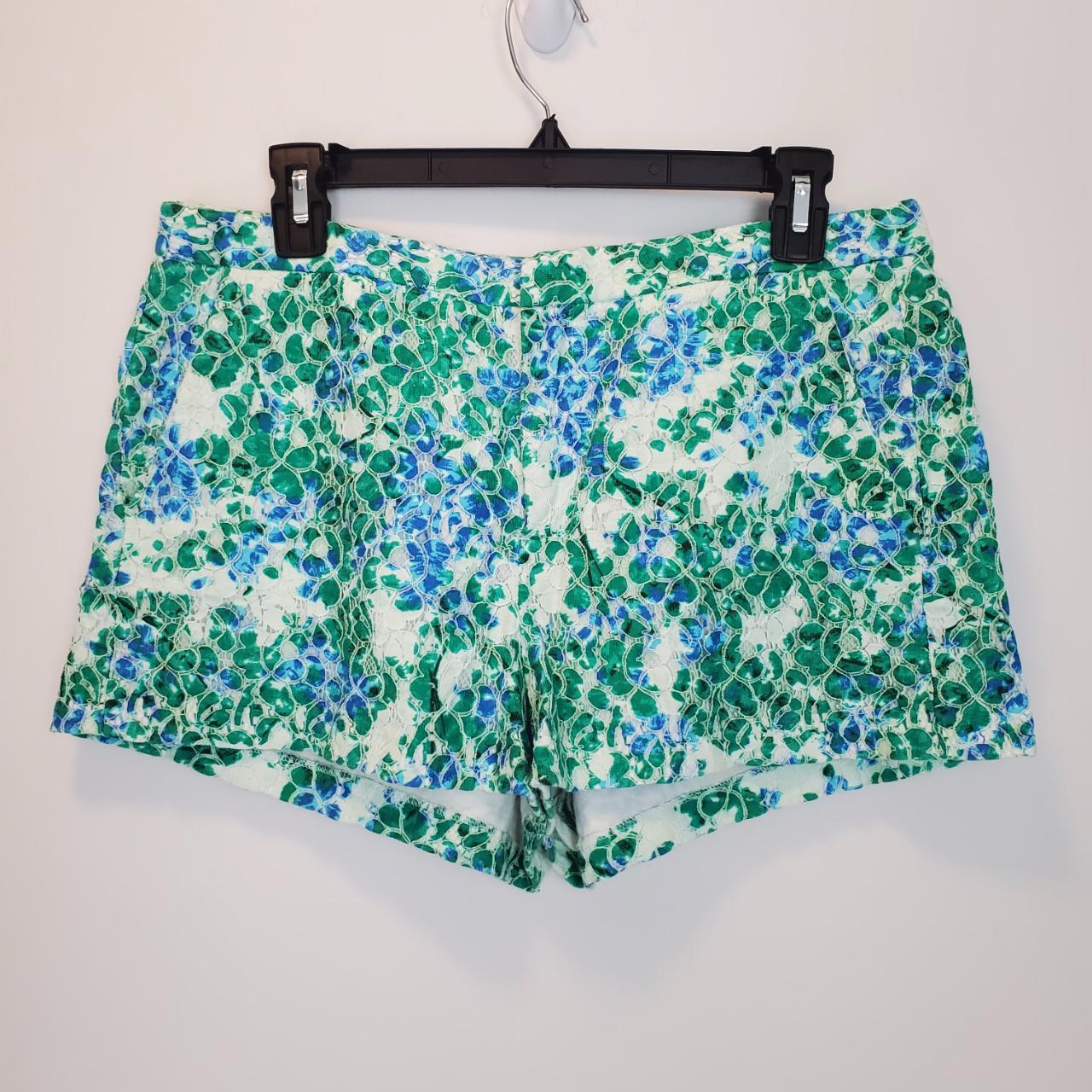 Madewell Blue Green Lace Bloom Overlay Floral Shorts... - Depop