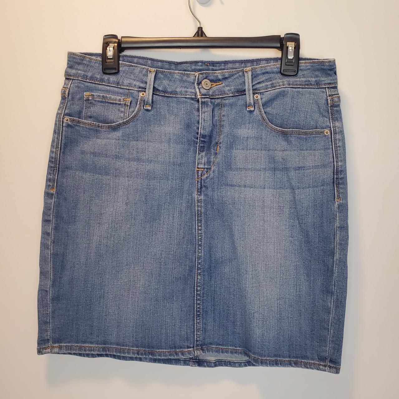 Levis Denim Blue Jean Mini Skirt 29... - Depop