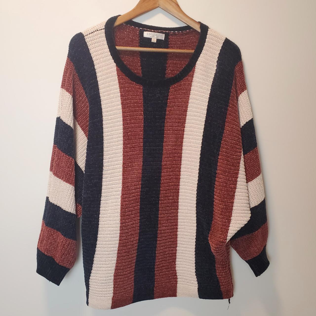 Solitaire Striped Cozy Soft Knit Sweater Large Pre-... - Depop