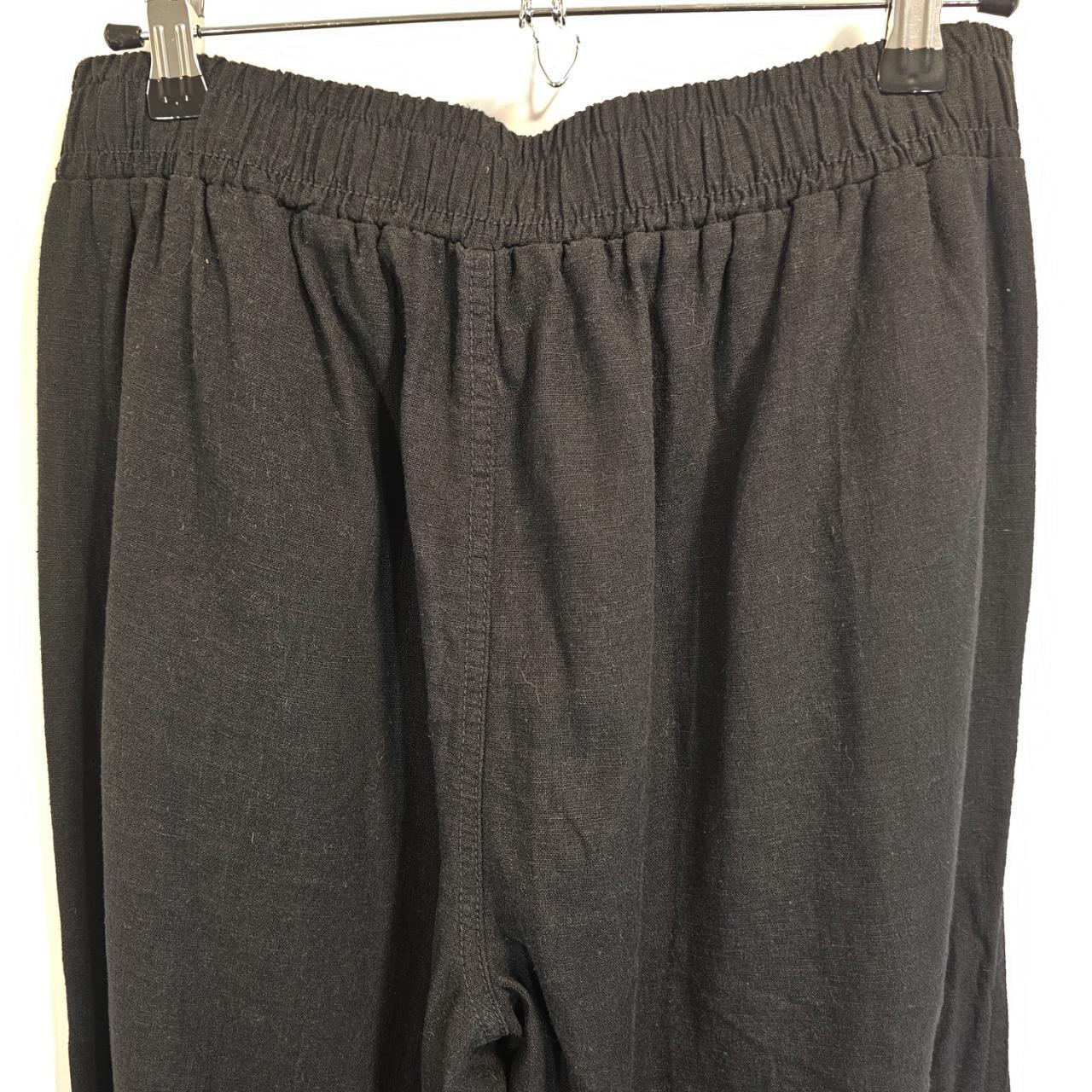 Briggs Wide Leg Black Linen Blend Pull-On Pant Size... - Depop