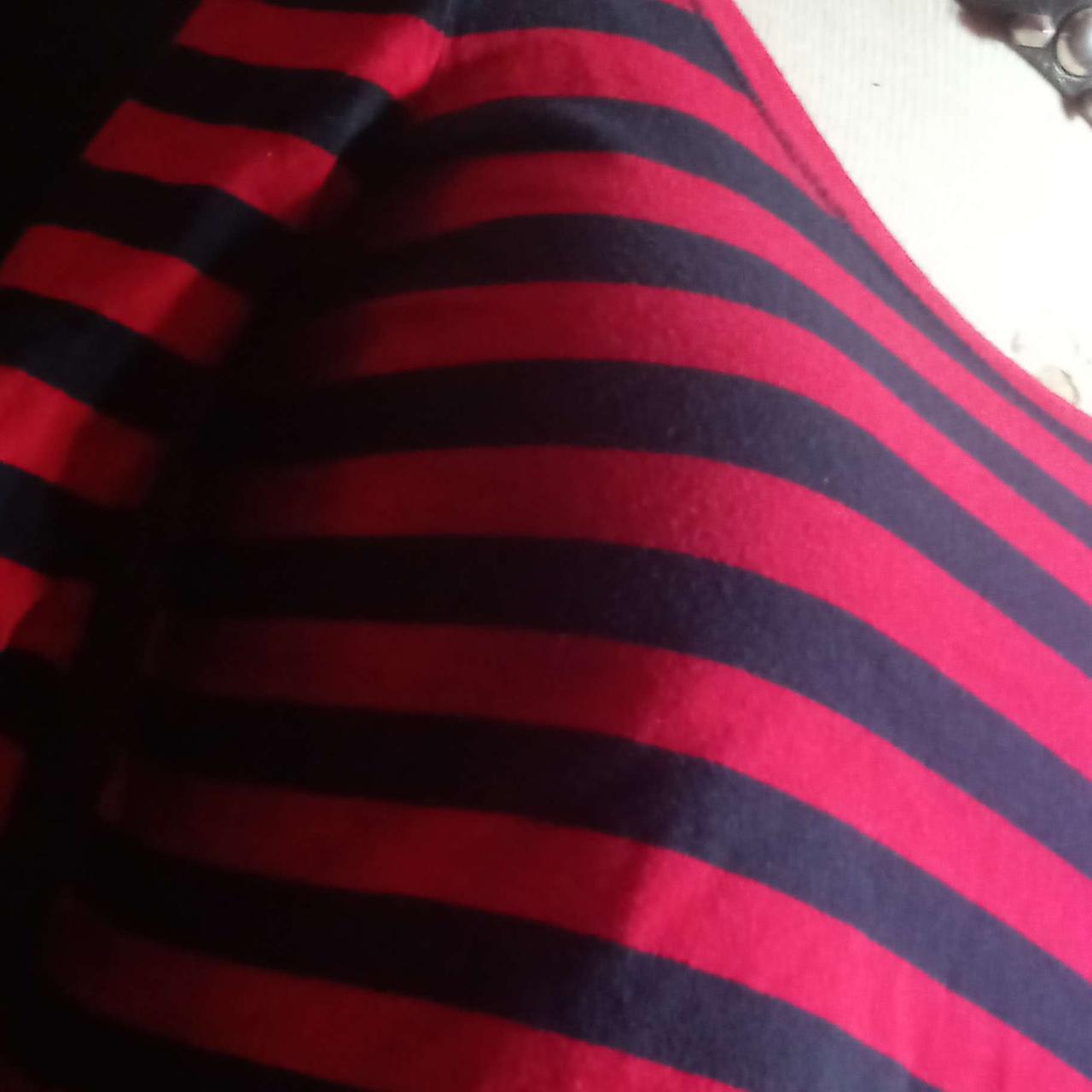 Red and Black Striped long sleeve shirt Has front... Depop
