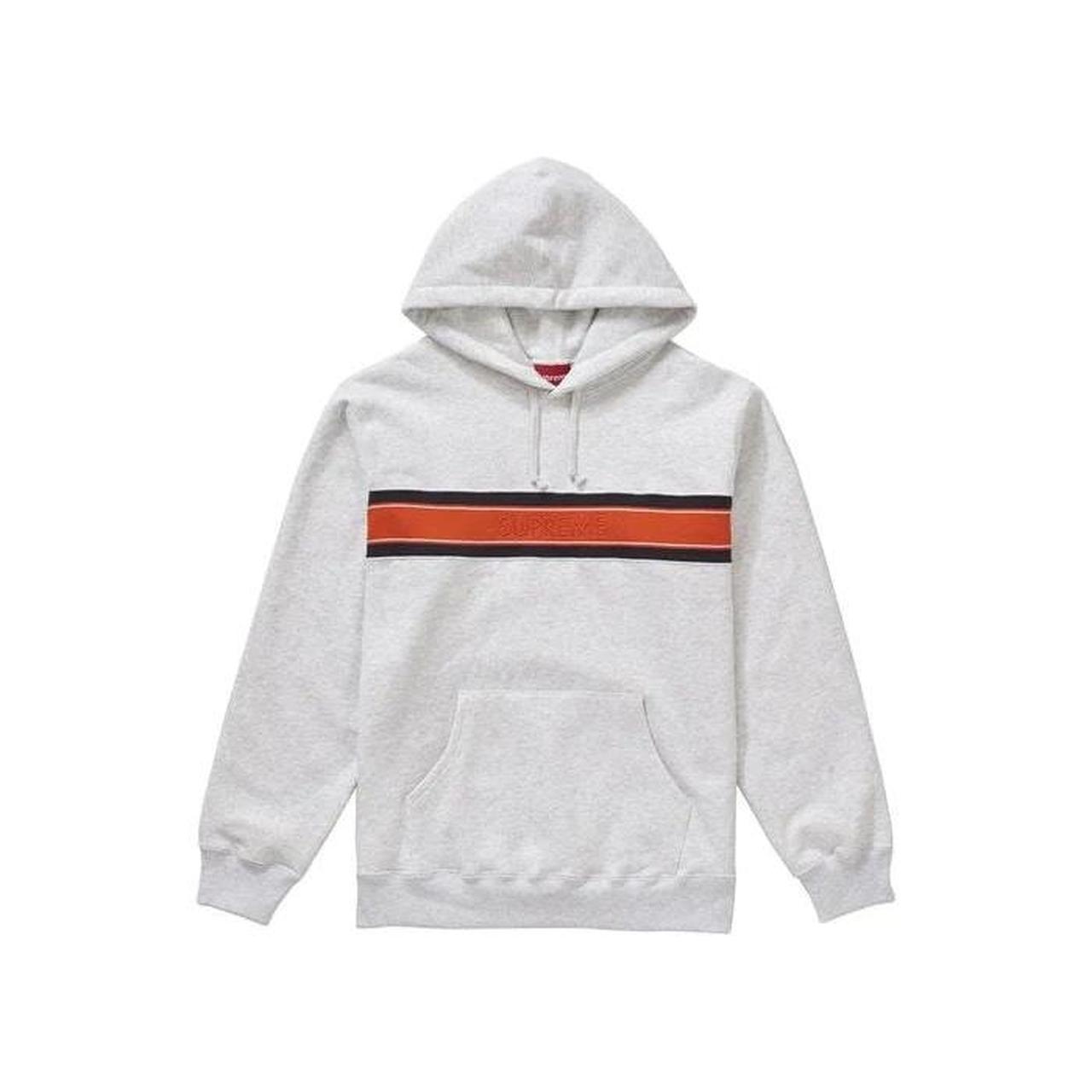 Supreme Chest Stripe Logo Hooded Sweatshirt Ash...