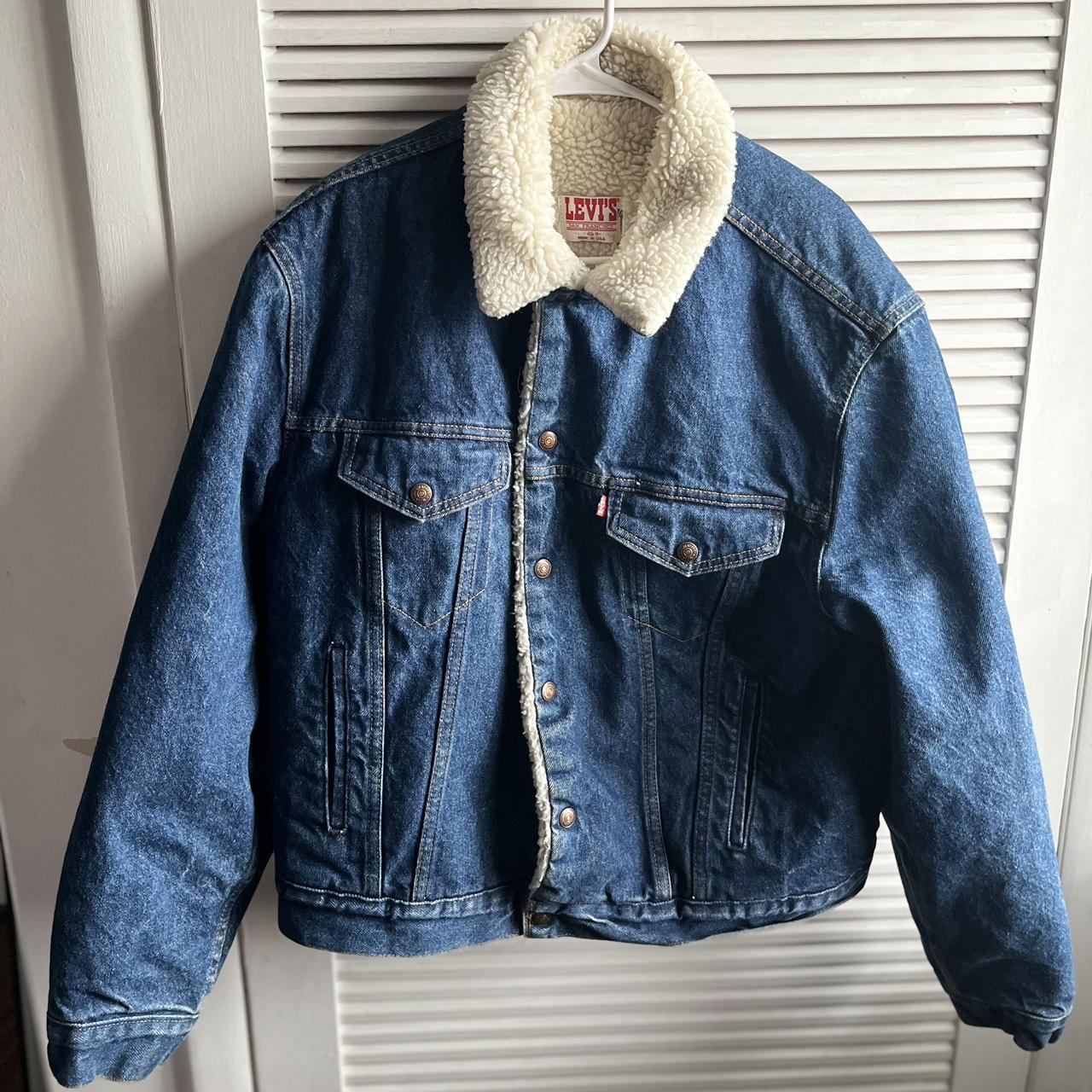 VINTAGE 1980's BLUE SHERPA LINED LEVIS DENIM JACKET... - Depop