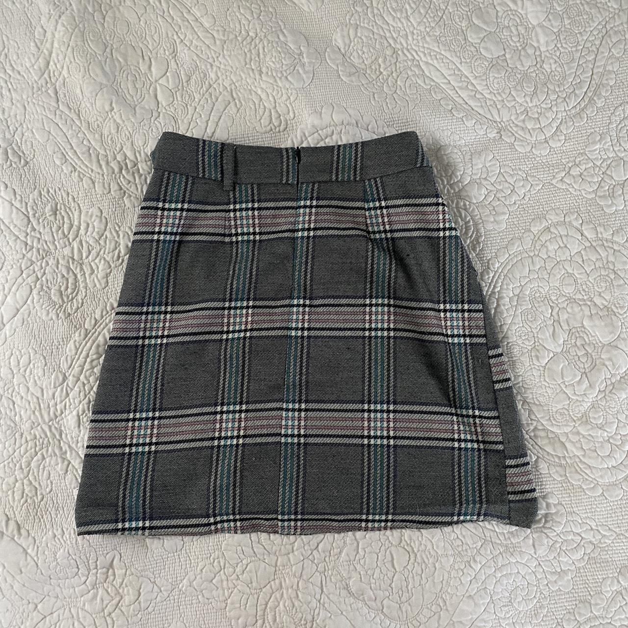 Asos grey and pink tartan mini skirt with built in... - Depop