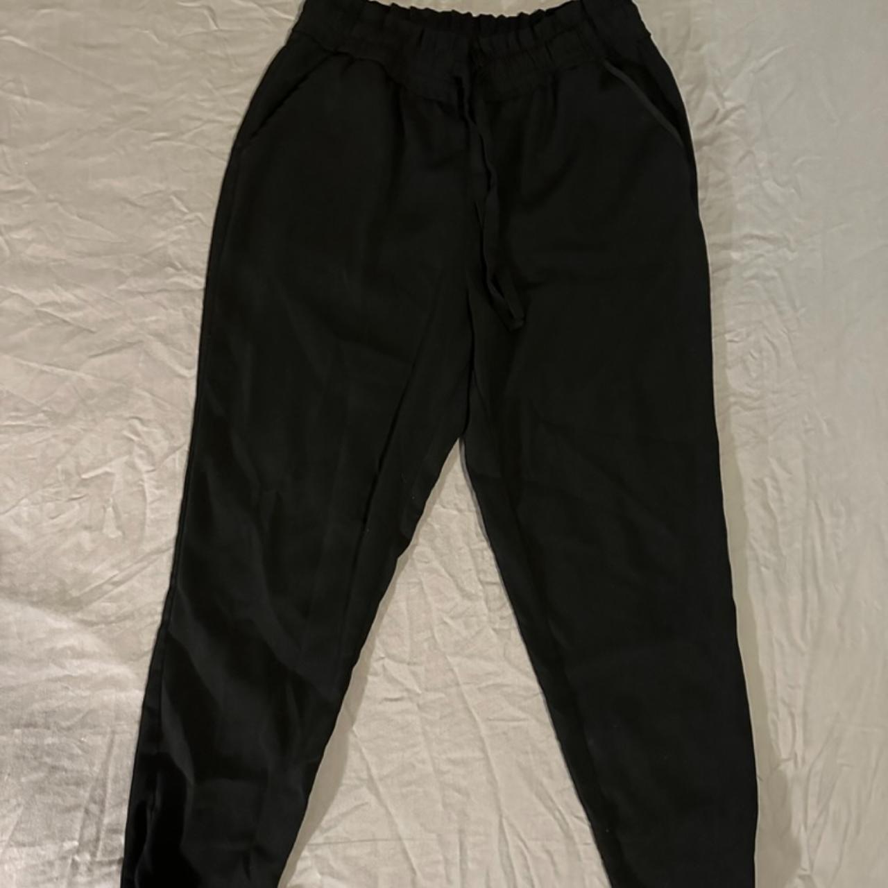 Zara Black Coated Baggy Paperbag Waist Pants 34 - Depop