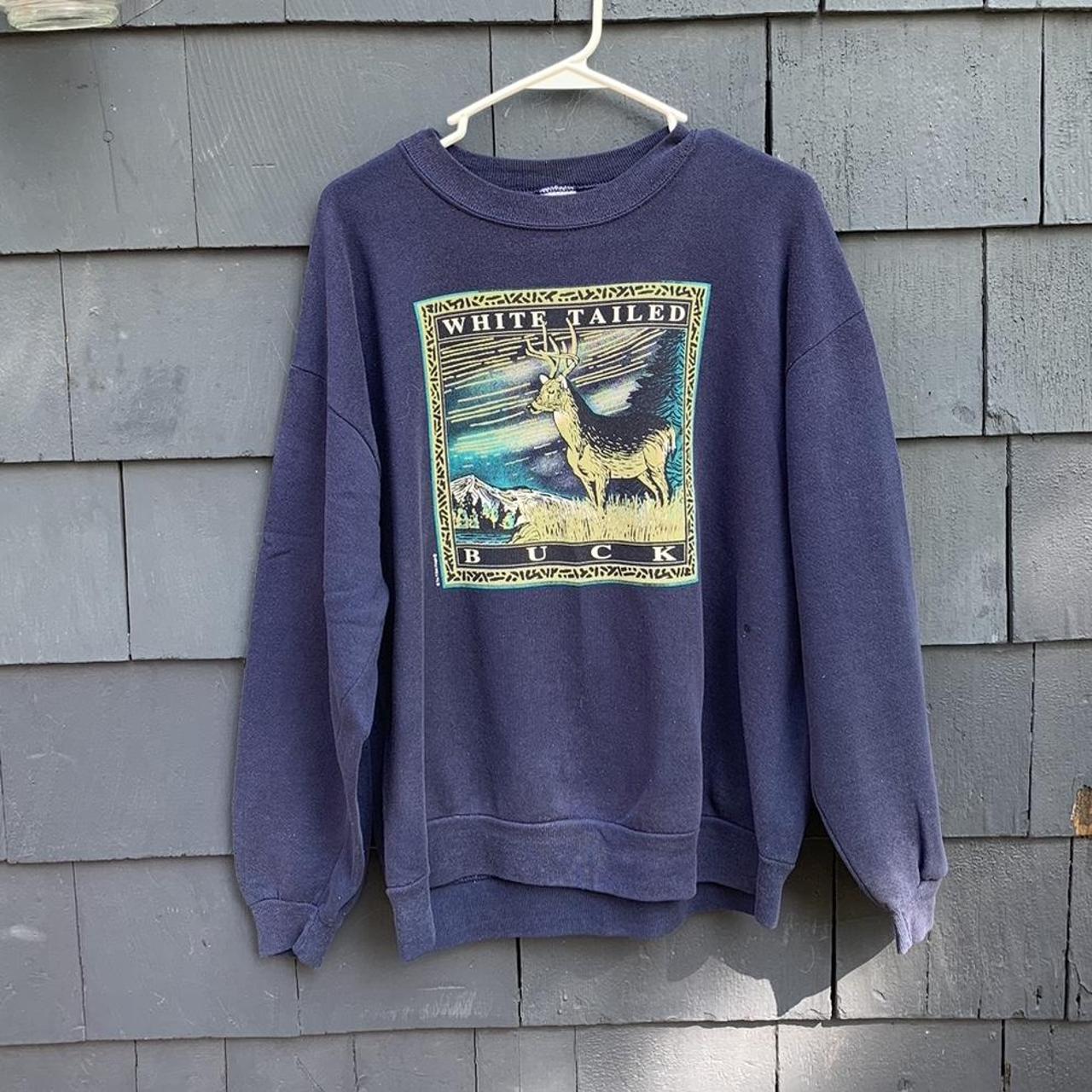 90s Whitetail Deer Hunting Crewneck Size L GREAT... - Depop