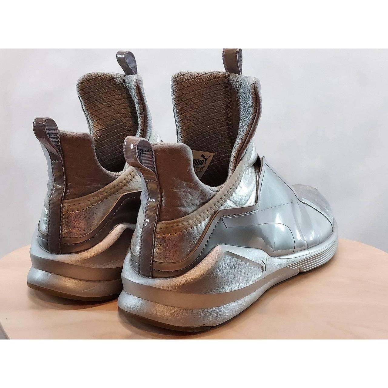 PUMA Fierce Silver Metallic Sneakers Womens Size Depop