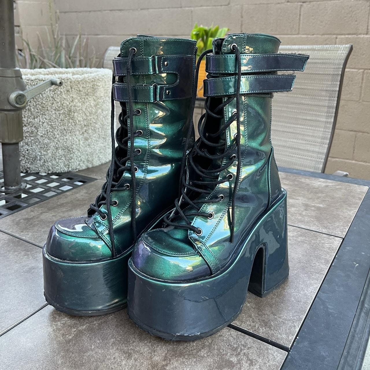 Demonia Green Platforms Demonia Swing 815 Green Demonia Boots Knee
