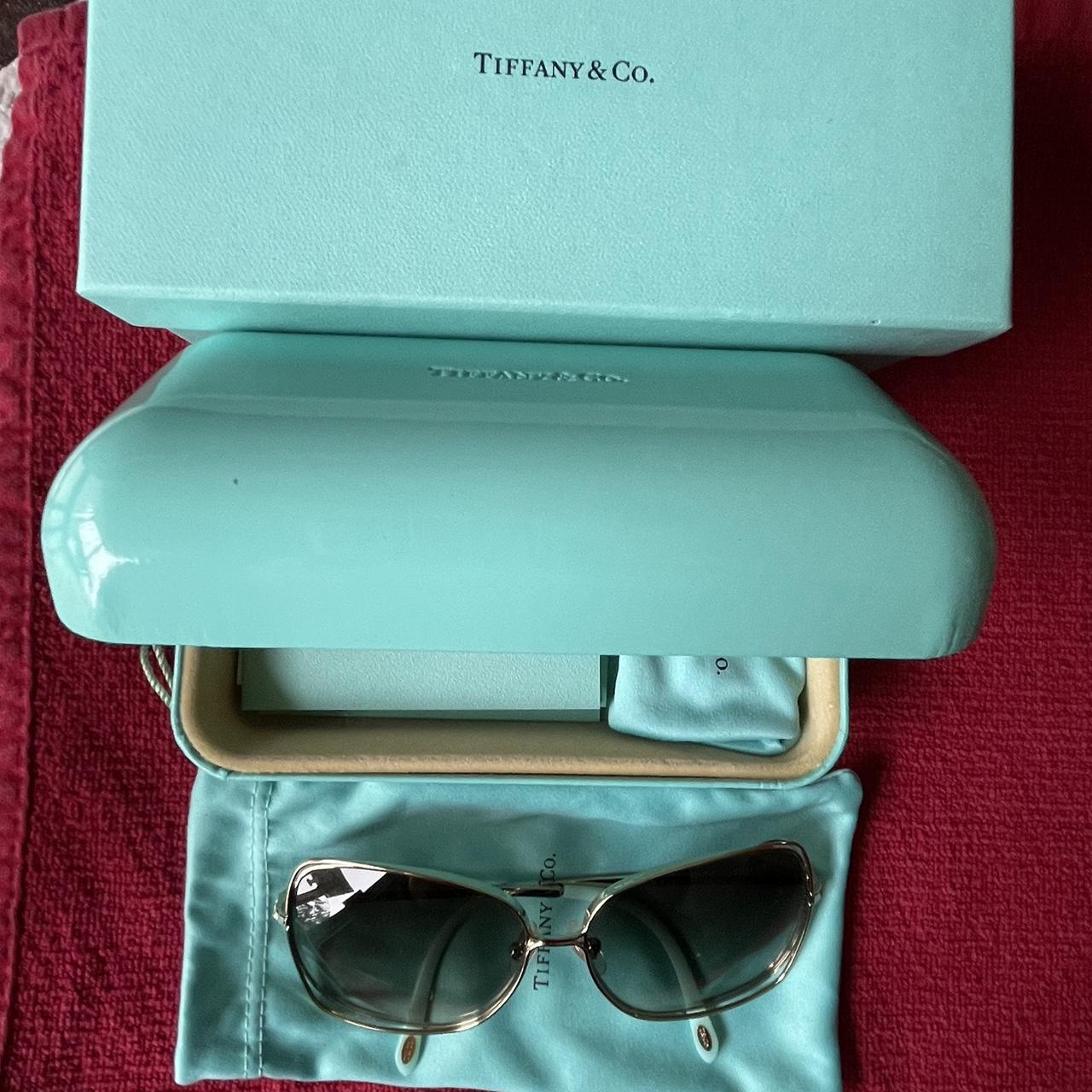 Tiffany & Co. Women's Blue and Black Sunglasses Depop