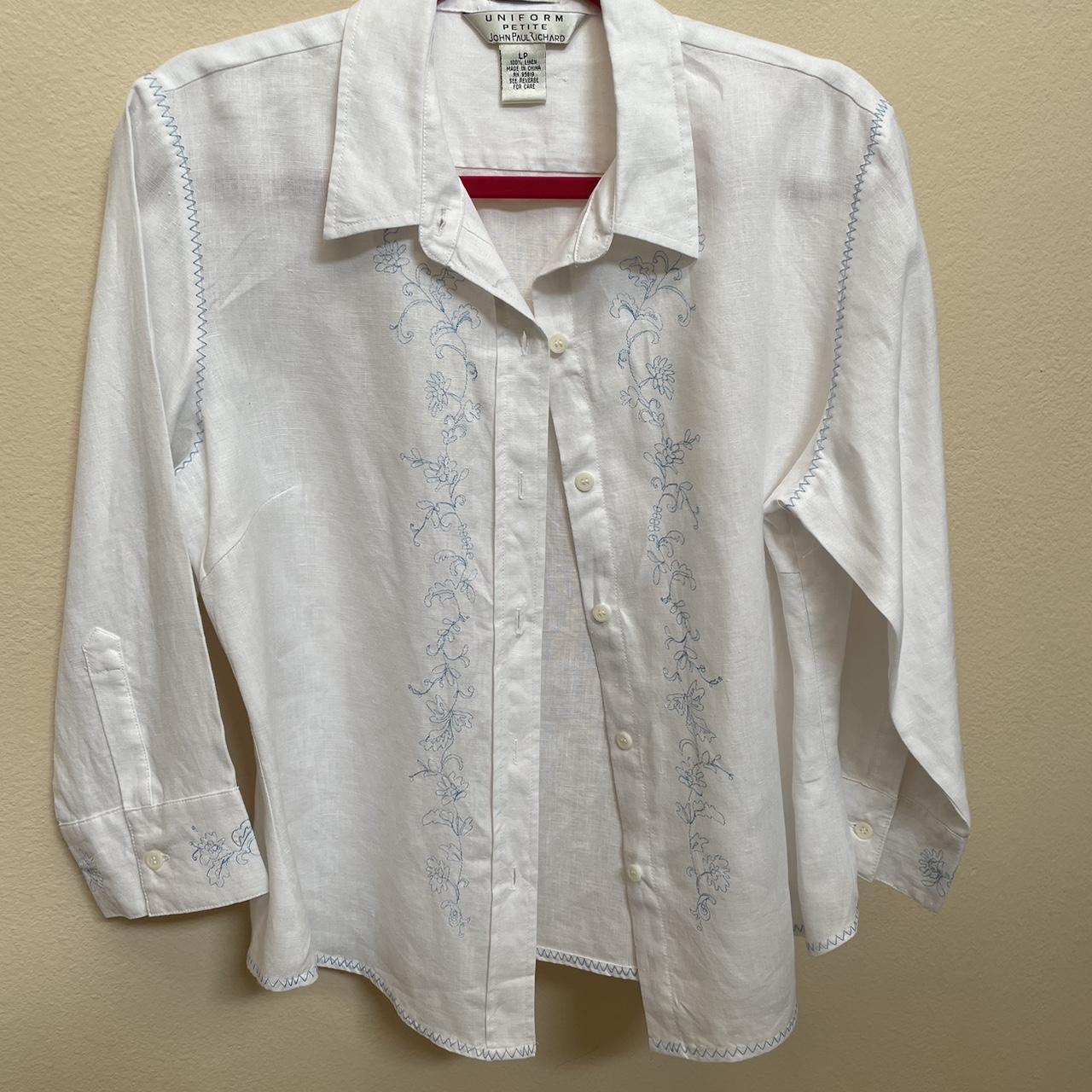 John Paul Richard Women's White and Blue Shirt (2)