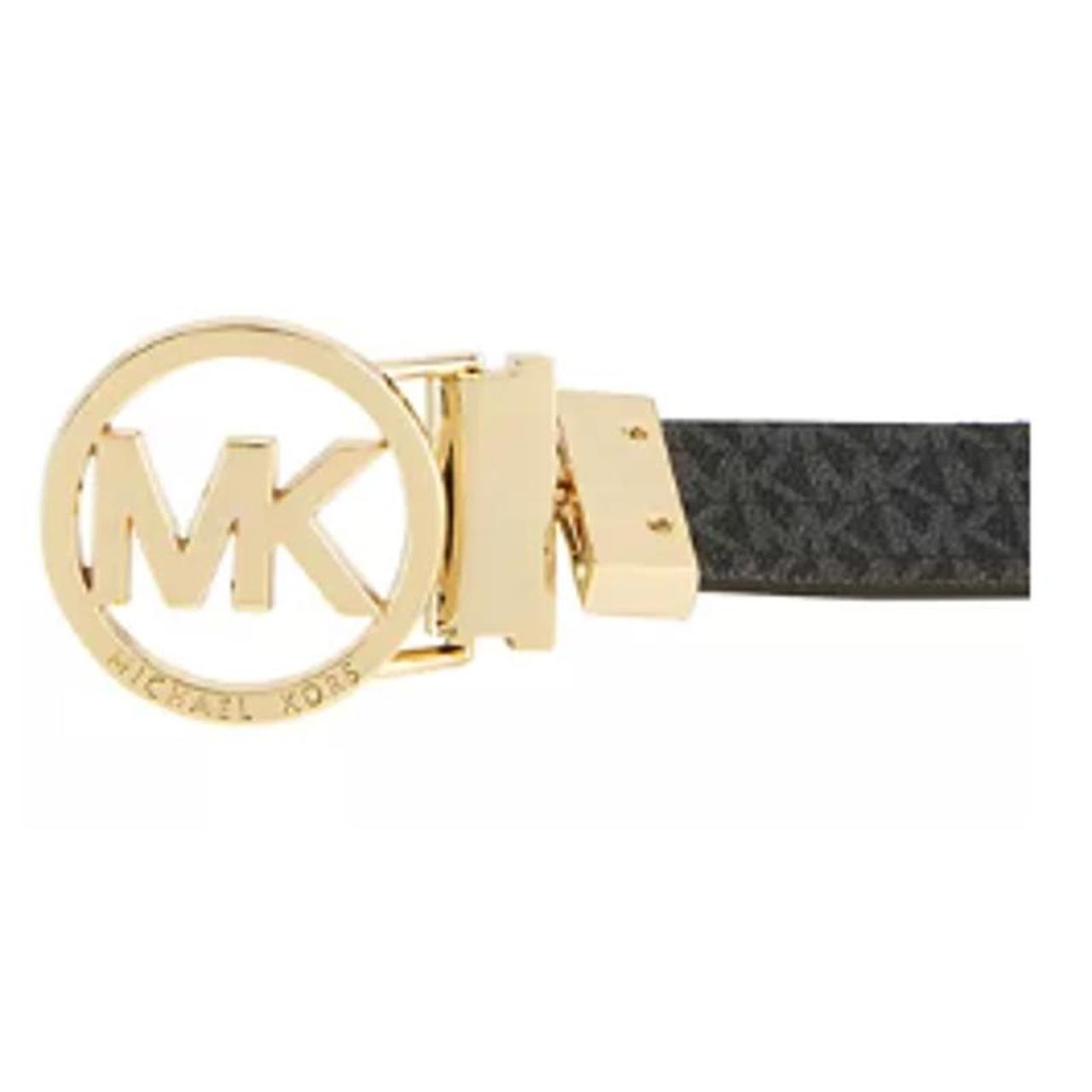 Michael Michael Kors Reversible Logo with Logo Buckle Belt - Chocolate