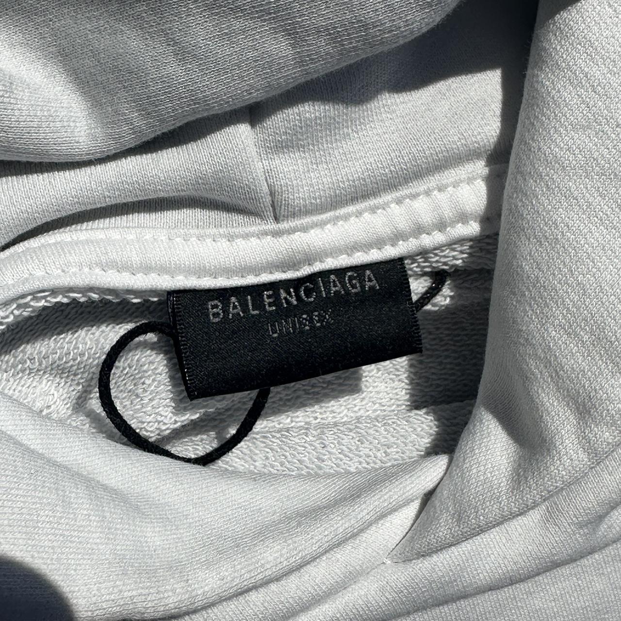 Balenci name brand logo hoodie white fits like a... - Depop