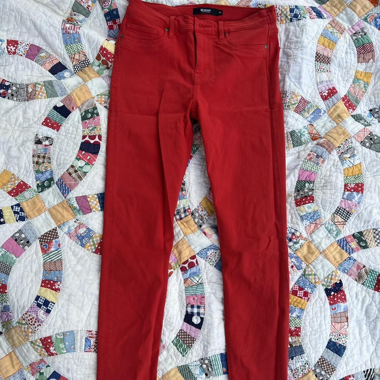 Cherry red Hudson jeans. Only worn once. Super cute,... - Depop