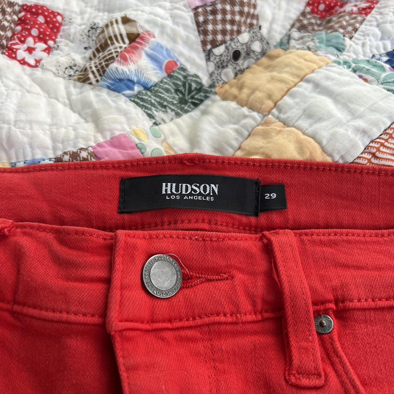 Cherry red Hudson jeans. Only worn once. Super cute,... - Depop