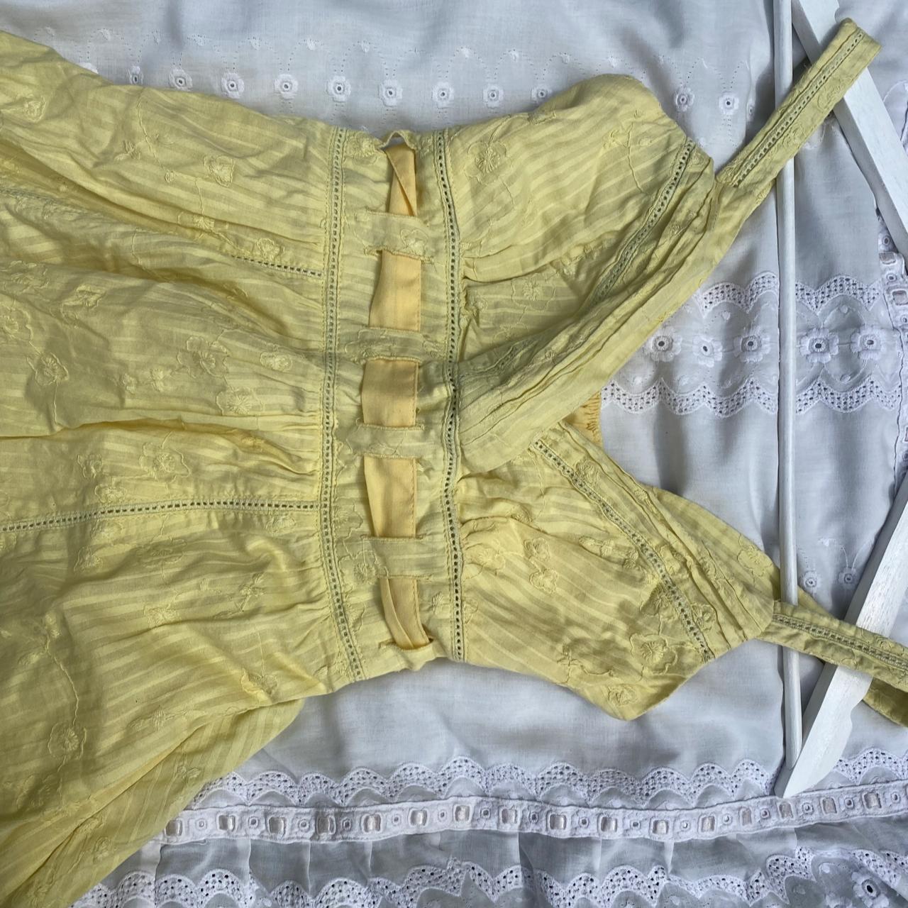 Old label New Look yellow anglaise milkmaid dress... - Depop