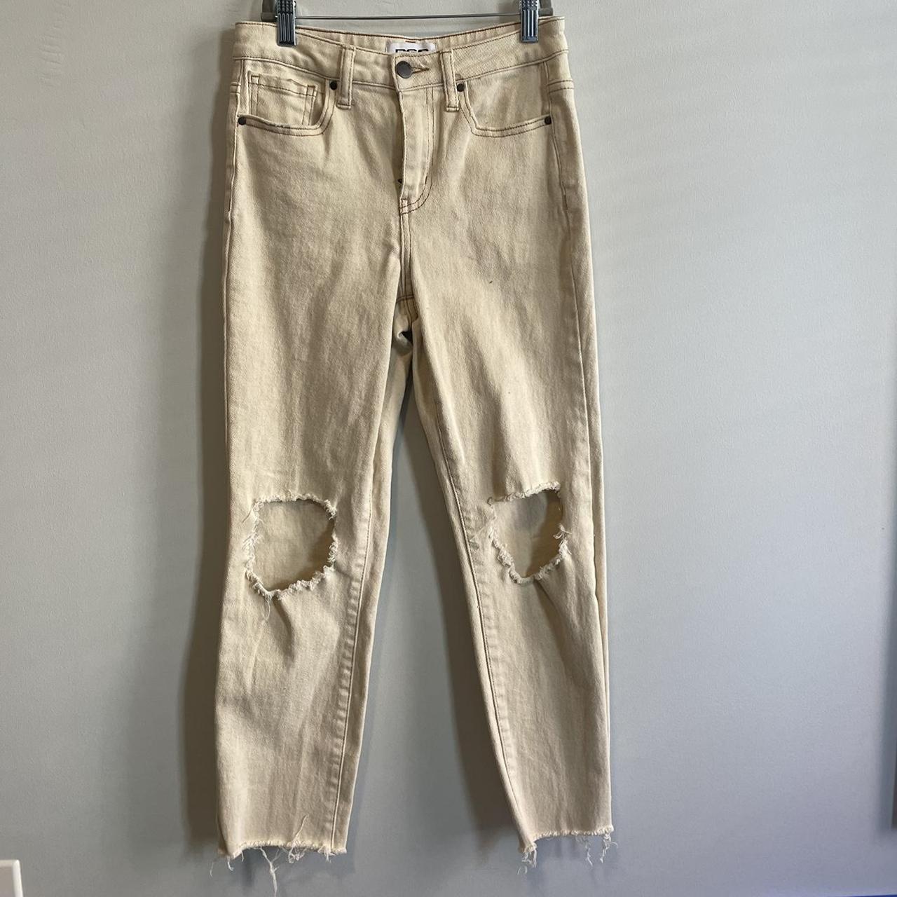 RSQ Women's Cream and Yellow Jeans Depop