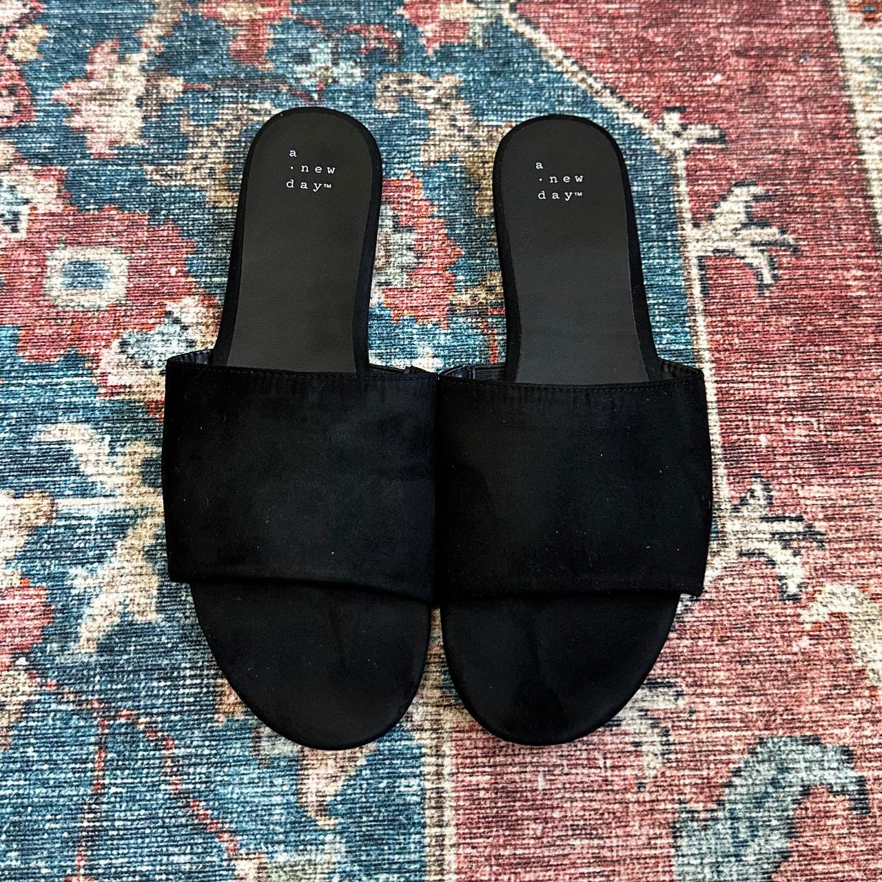 Target A New Day Black Slides Target A New Day Suede Sandals Size 1/2