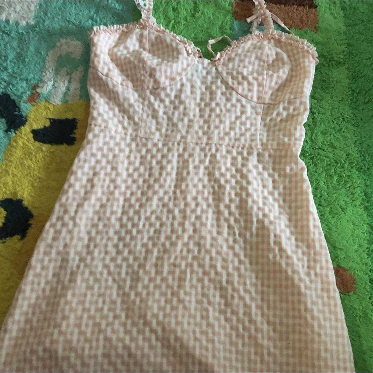Romwe Women's Pink and White Dress