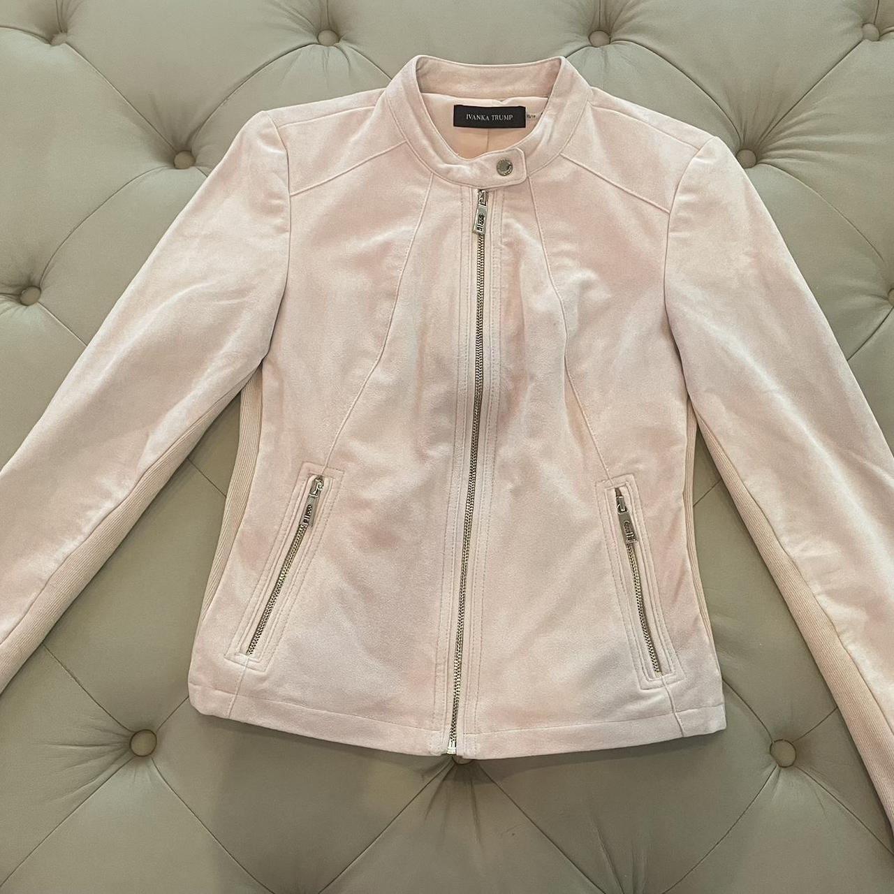 Ivanka Trump pink suede jacket with gold Depop