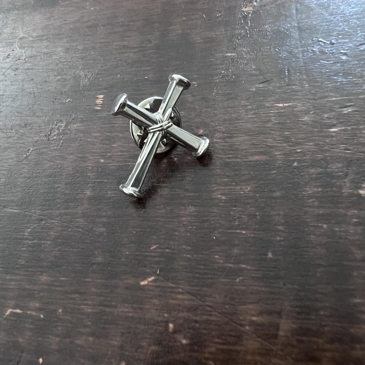 Vintage cross coat pin Beautiful and sturdy silver... - Depop