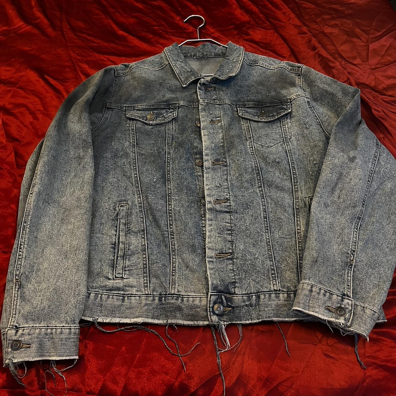 Destroyed and Dyed Levi denim jacket Size XL - Depop