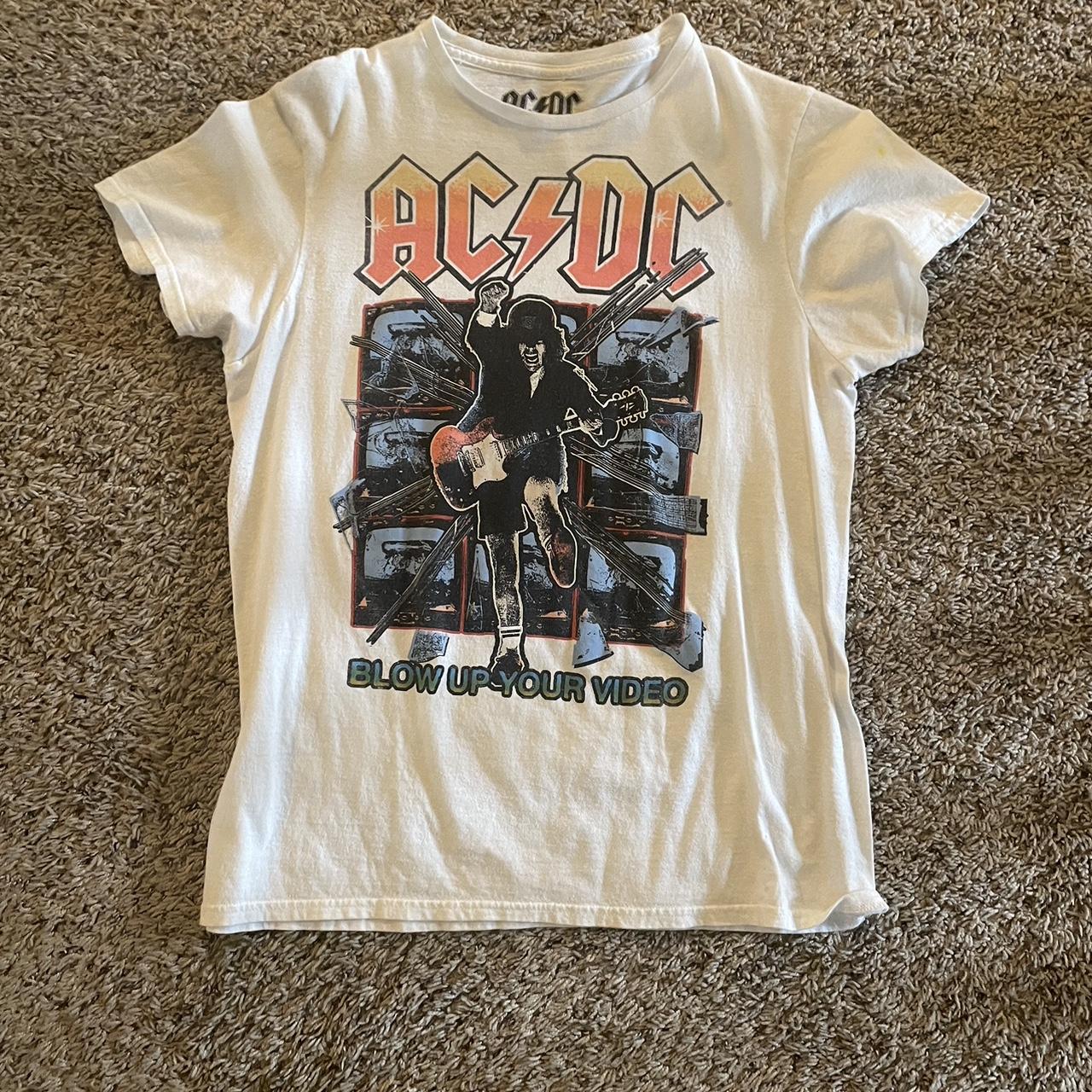 ACDC shirt white good condition small worn very little - Depop