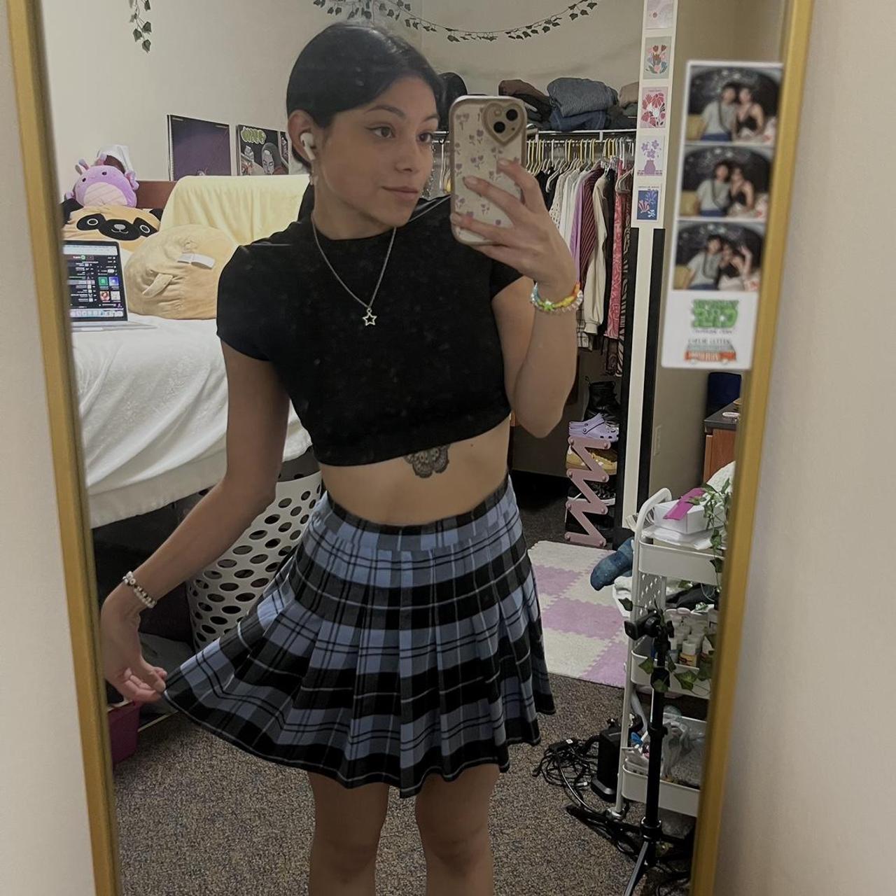 【Anyone more】Yoi Black Blue Pleated Mini Skirt Cute preppy black and blue pleated mini skirt !! | Depop