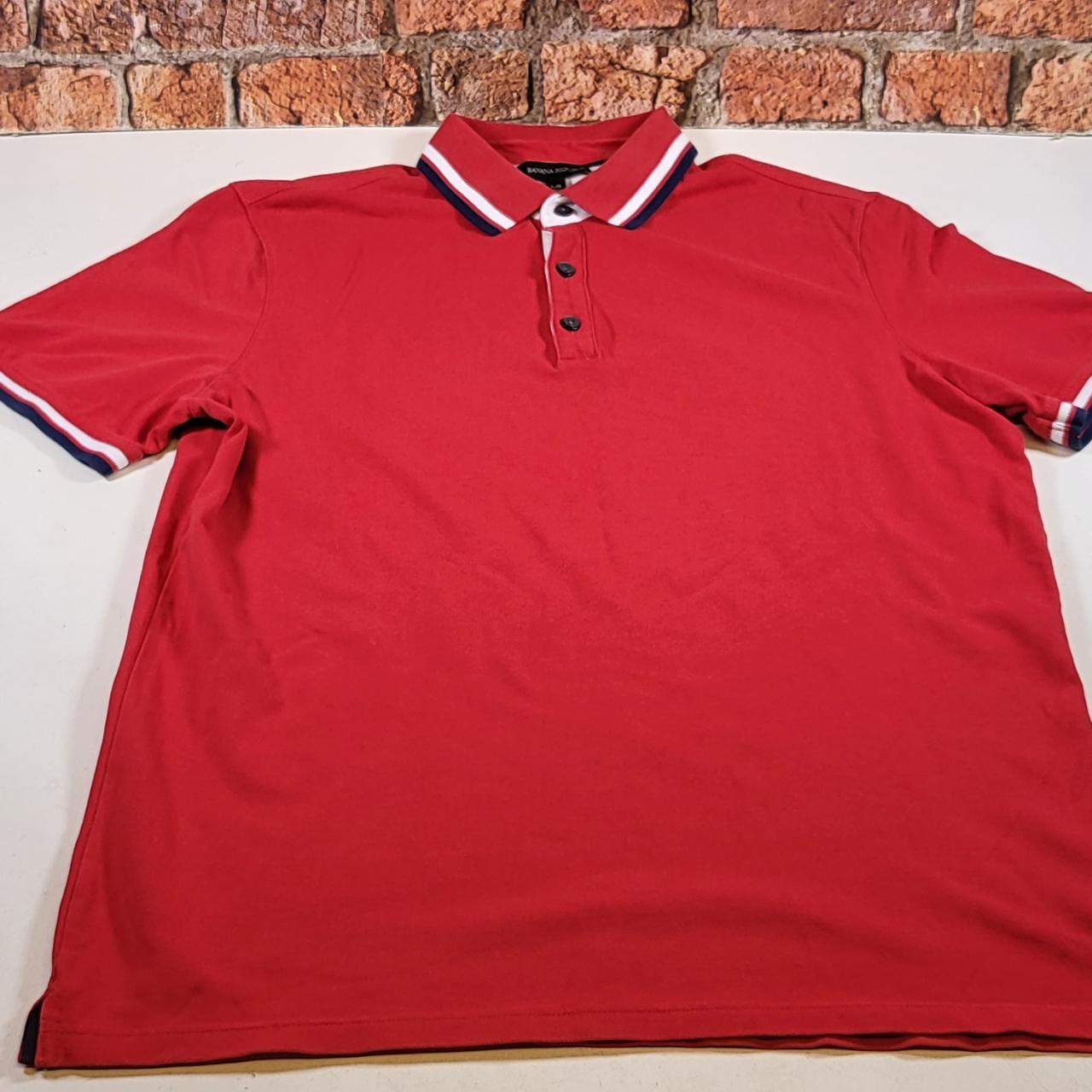 Banana Republic Men's Polo Shirt Large Red Quarter... Depop