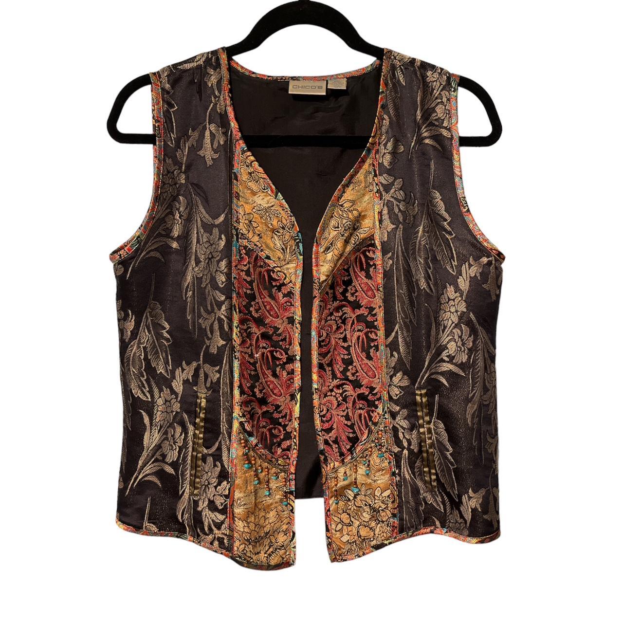 Vintage Boho Western Paisley Tricolor Vest vintage... - Depop