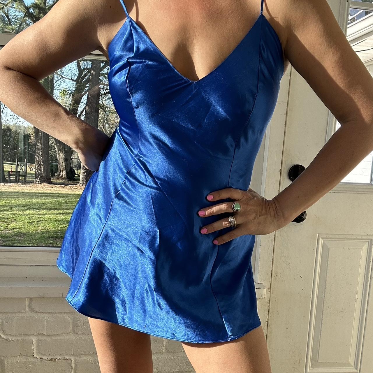 Vintage Frederick of Hollywood royal blue slip with... - Depop