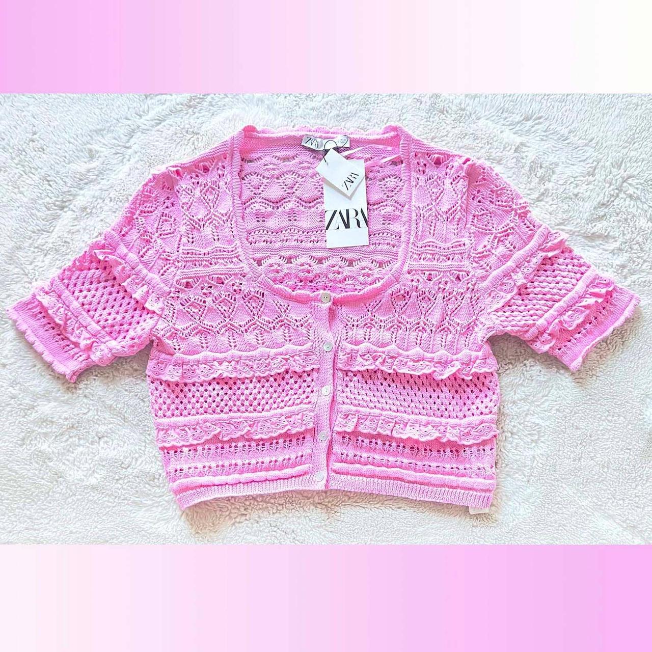 Zara Women's Pink Cardigan Depop