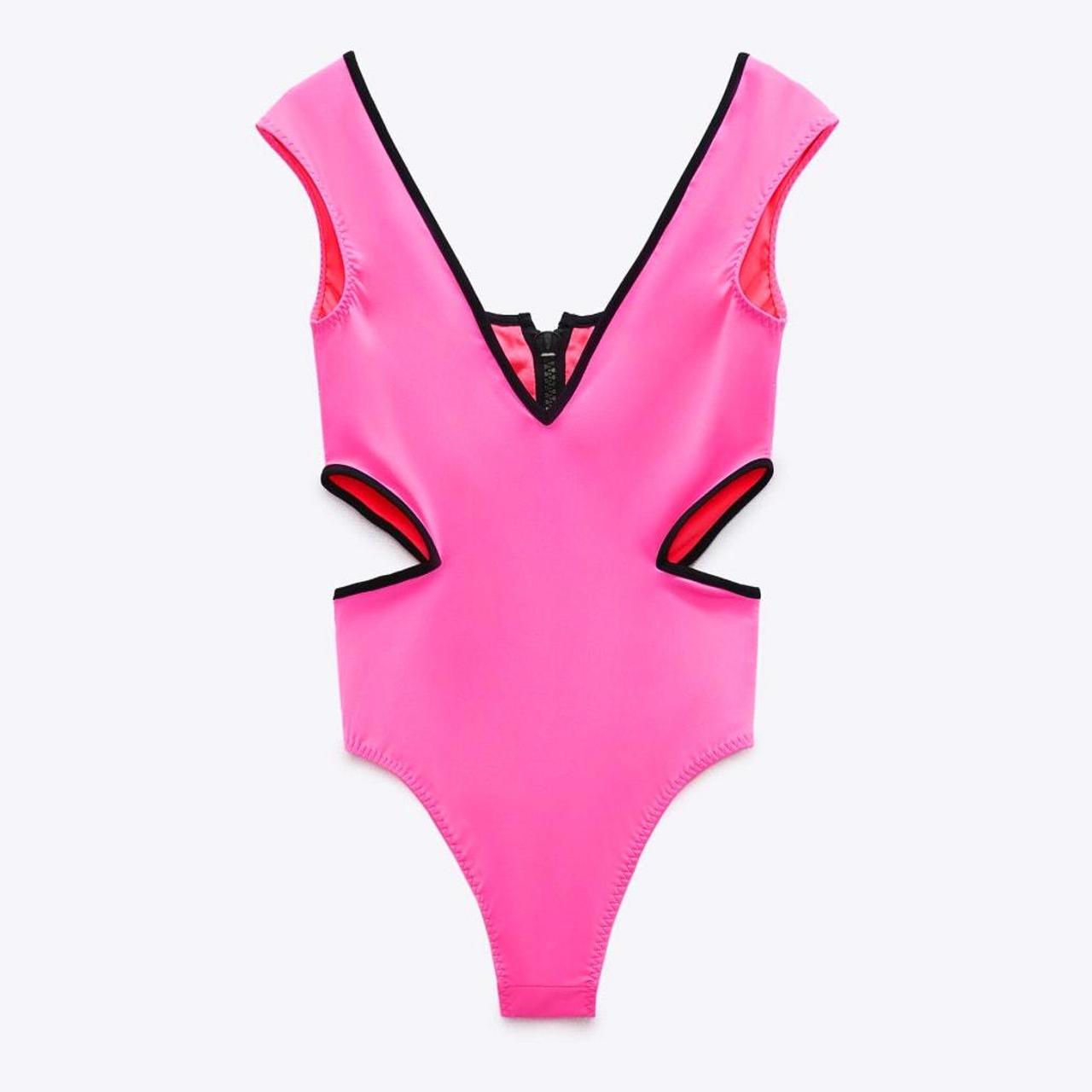 【新品未使用】acka sheer loose one-piece ZARA Cut Out One-Piece Swimsuit Size Small. Zig-zag | Depop