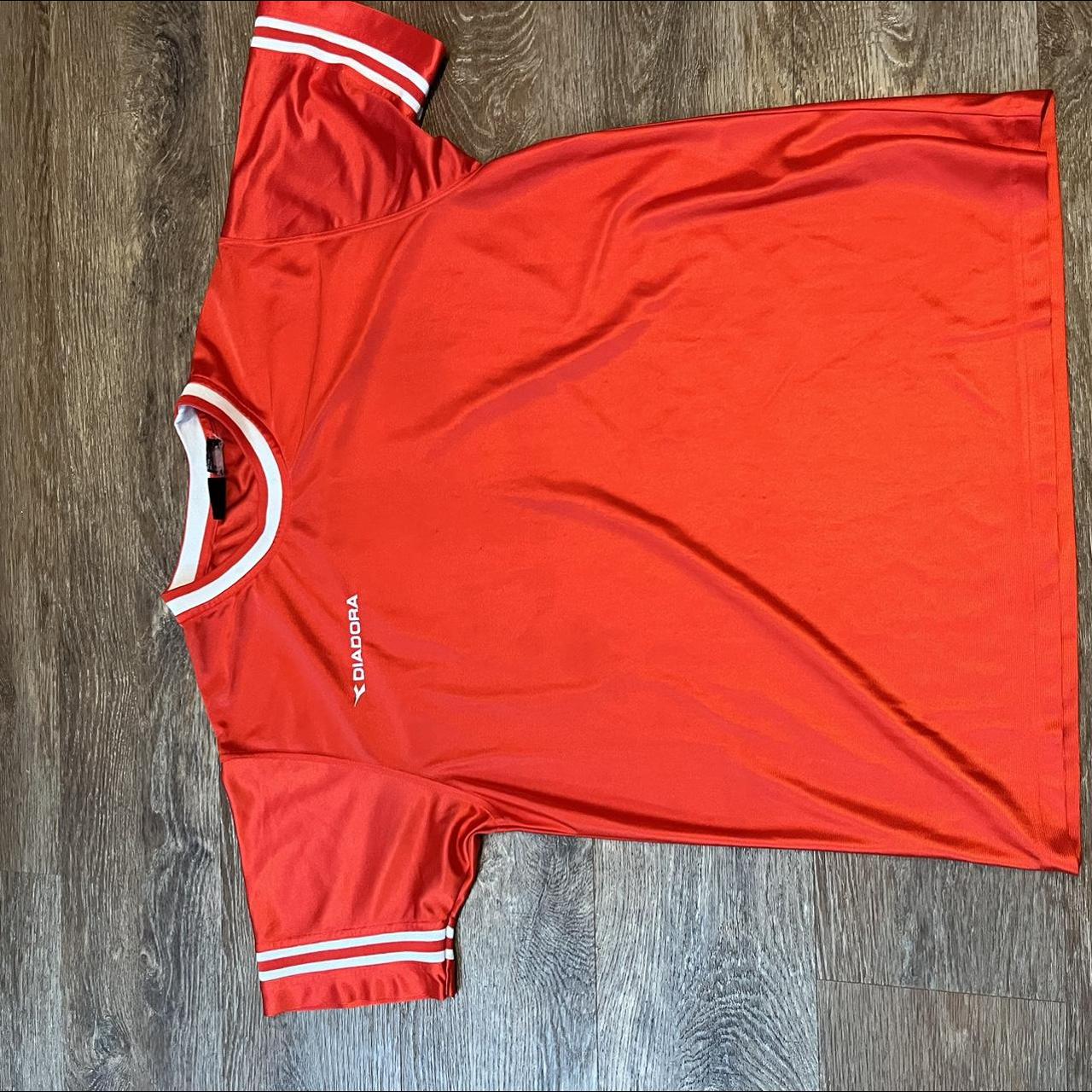 Vintage Diadora soccer jersey 0 on back -- some - Depop