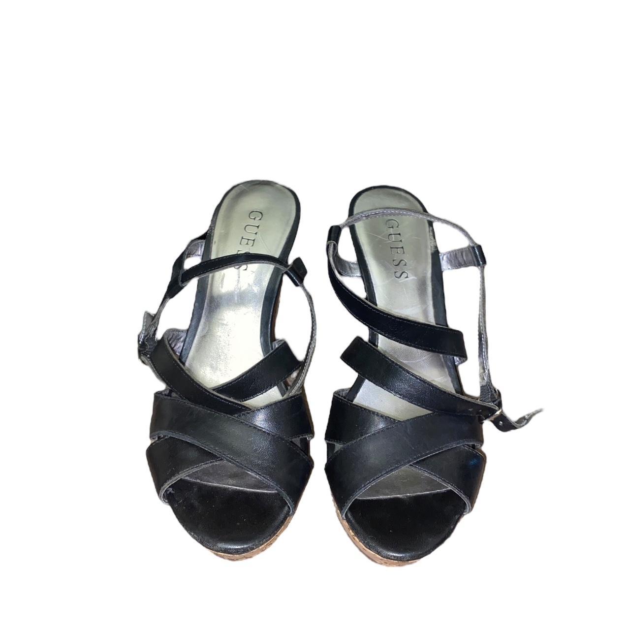 Guess Wedge Heel Sandals Womens Size US 6.5 Black... - Depop