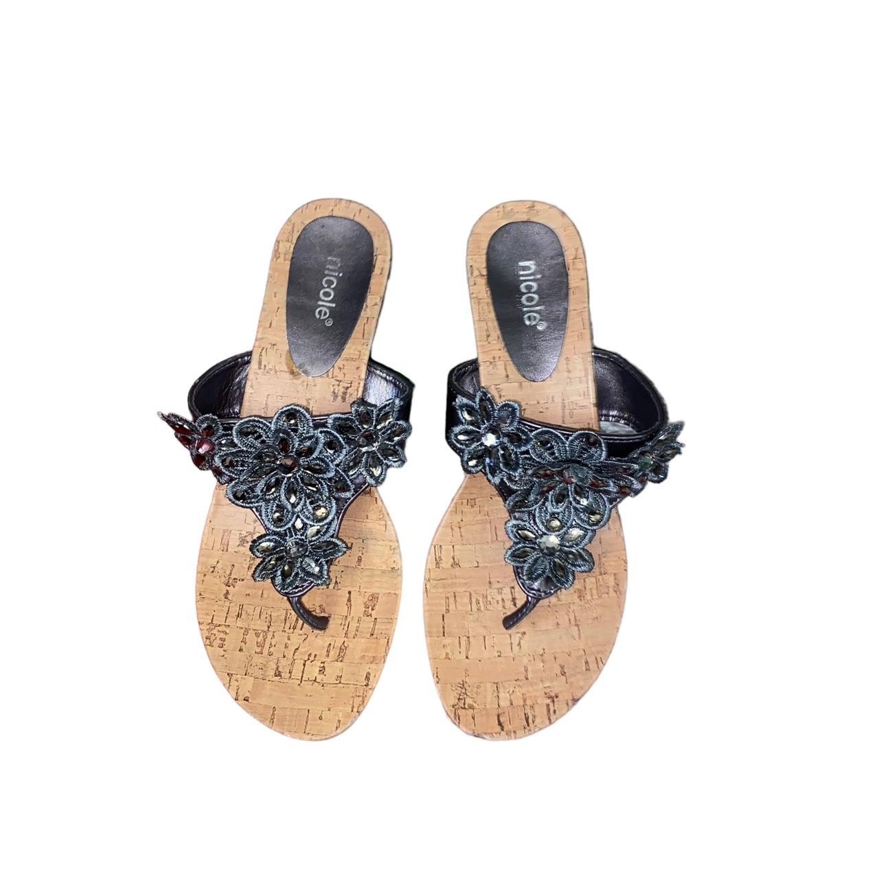 Rhinestone Crystal Sandals Wedges Nicole Size 8 Depop