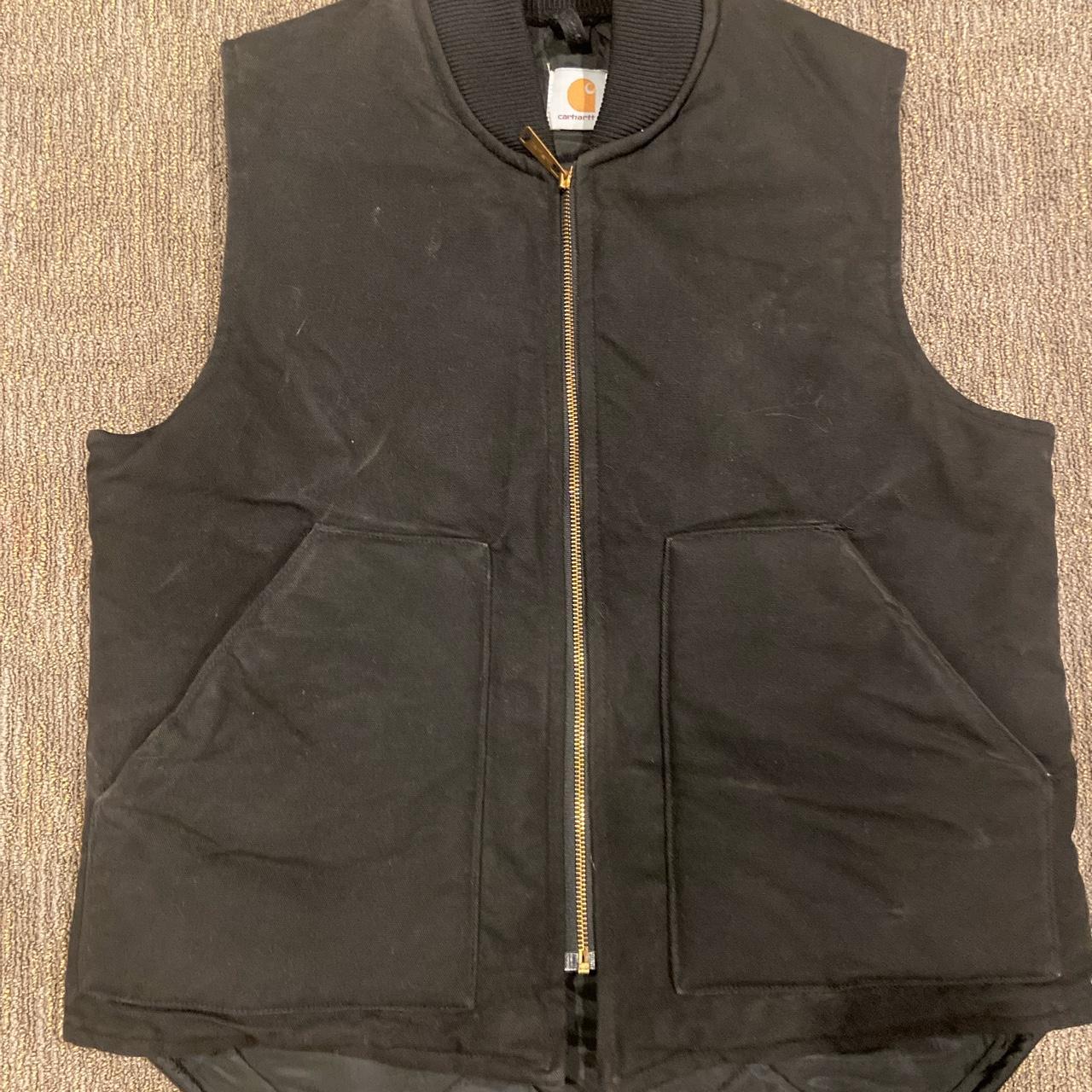 -Vintage Carhartt Black Vest -Size mens large -good... - Depop