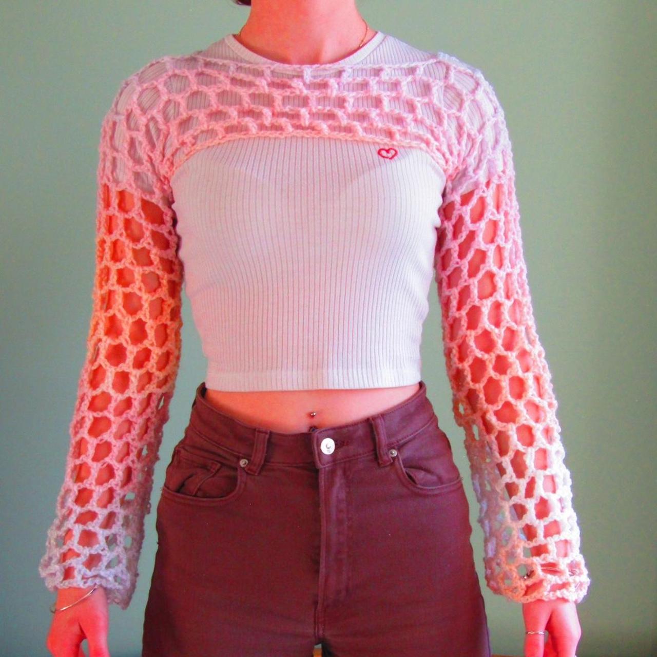 Women's Pink and Orange Top Depop