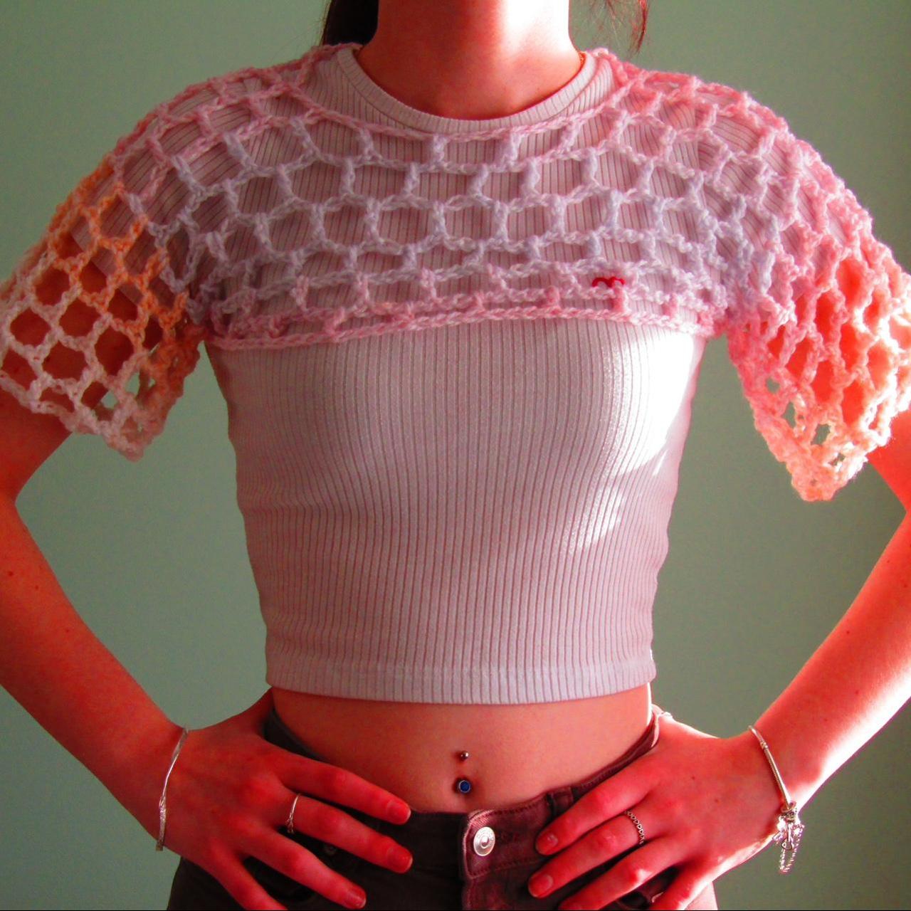 Women's Pink and Orange Top Depop