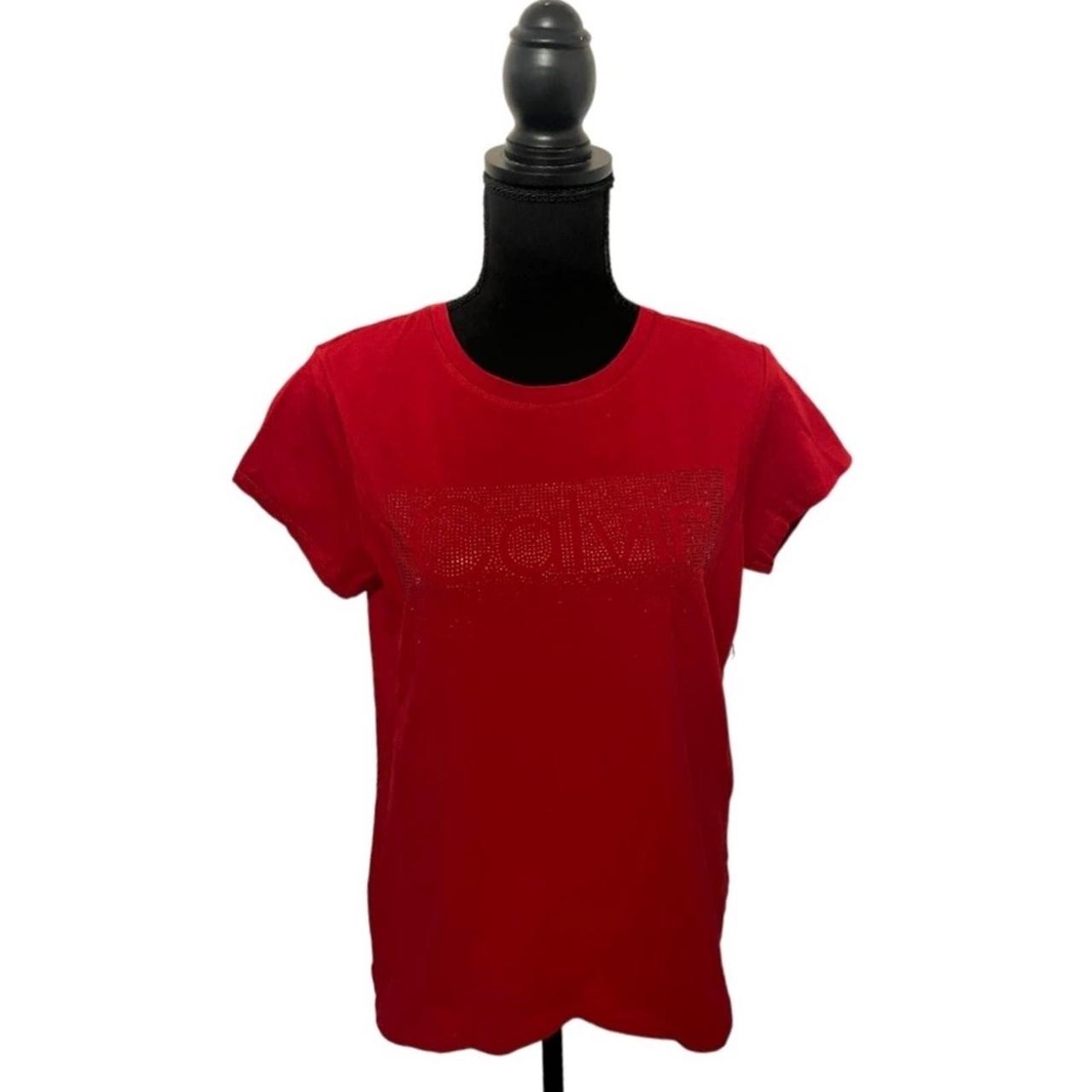 Calvin Klein Red Rhinestone T Shirt Size Medium