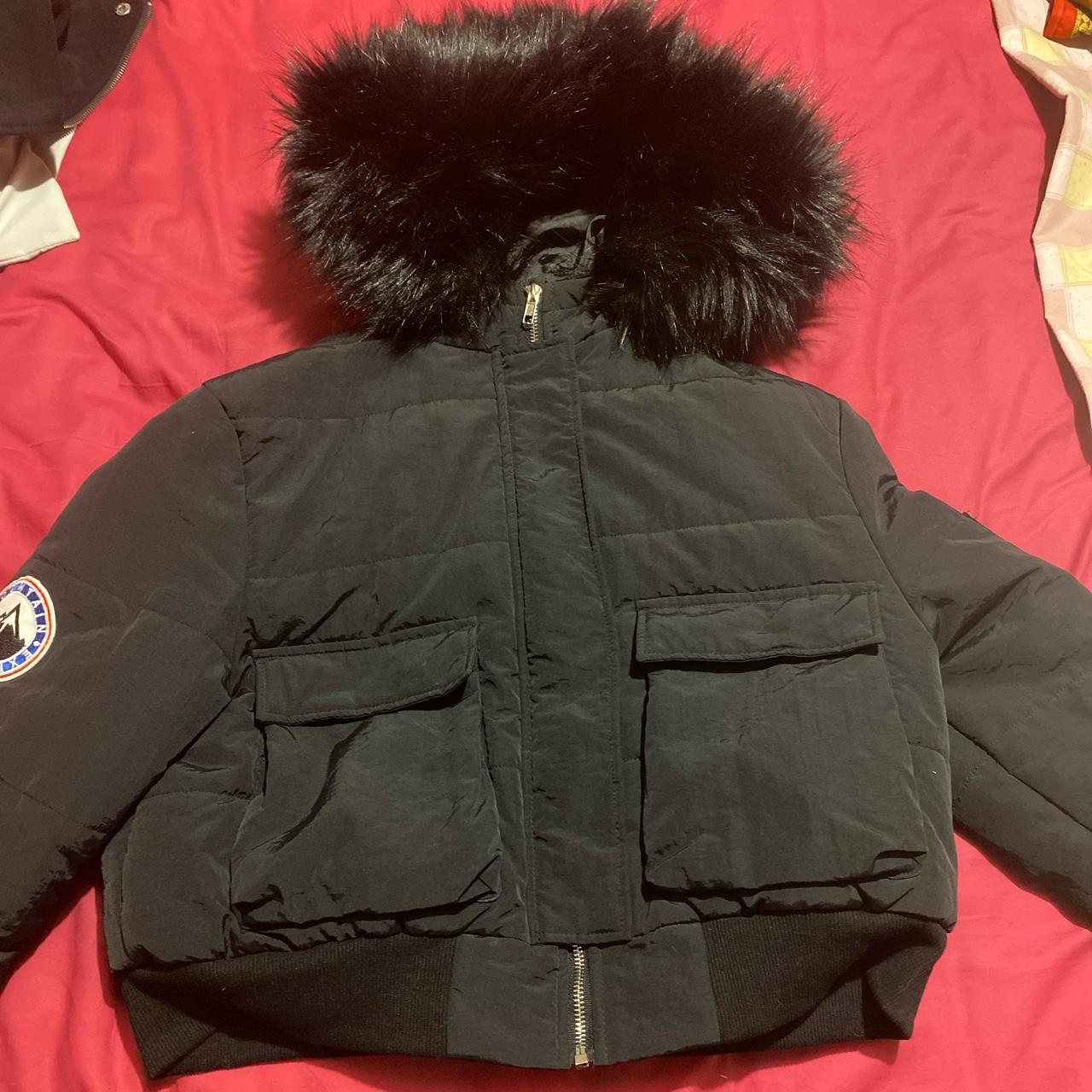 Boohoo fur hooded jacket! Uk size 10! - Depop