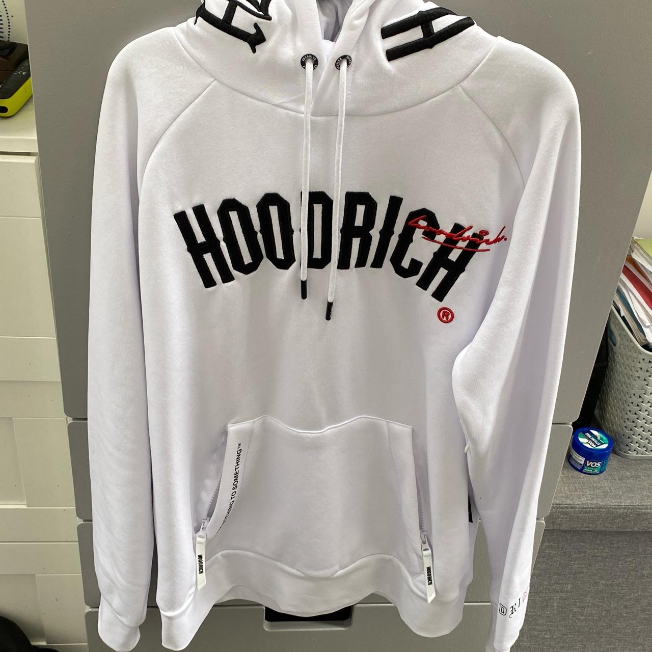 Hoodrich Men's White and Black Hoodie Depop