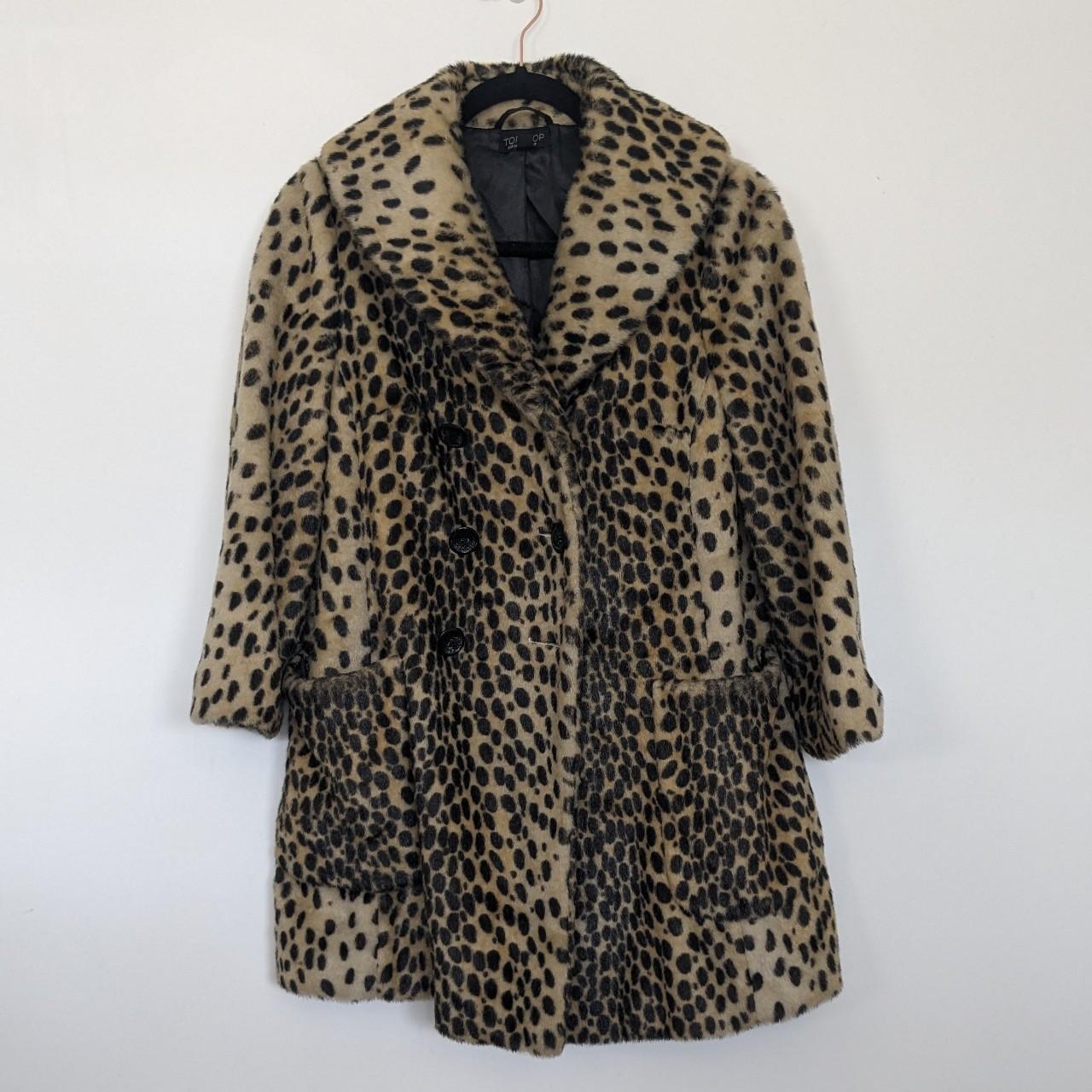 Vintage Faux Fur Leopard Top Shop Coat lined in... - Depop