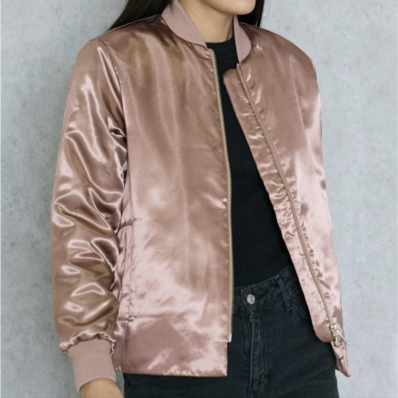 Topshop online Dusty Rose Satin Bomber Jacket - 4