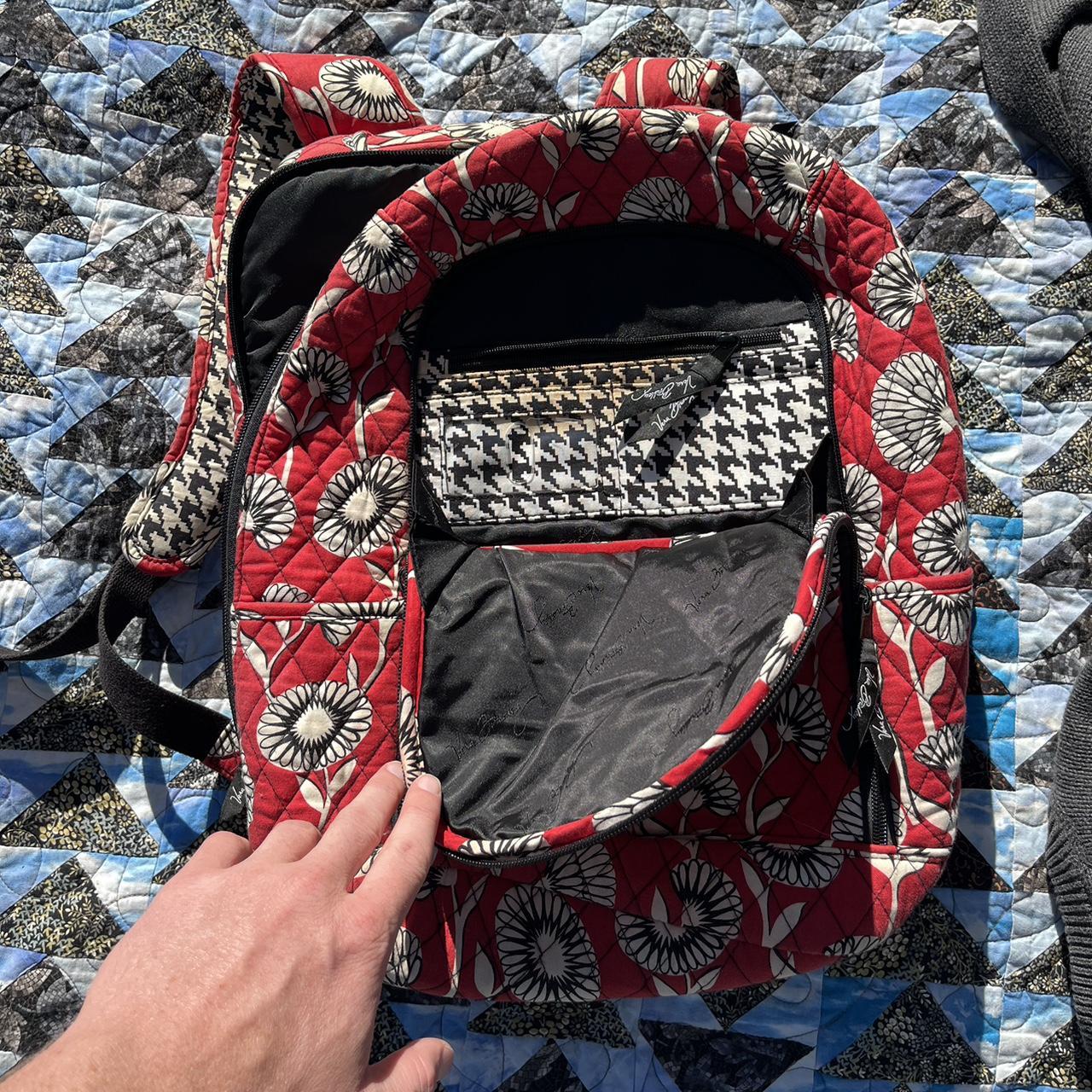 Vera Bradley Floral red white backpack Few Depop