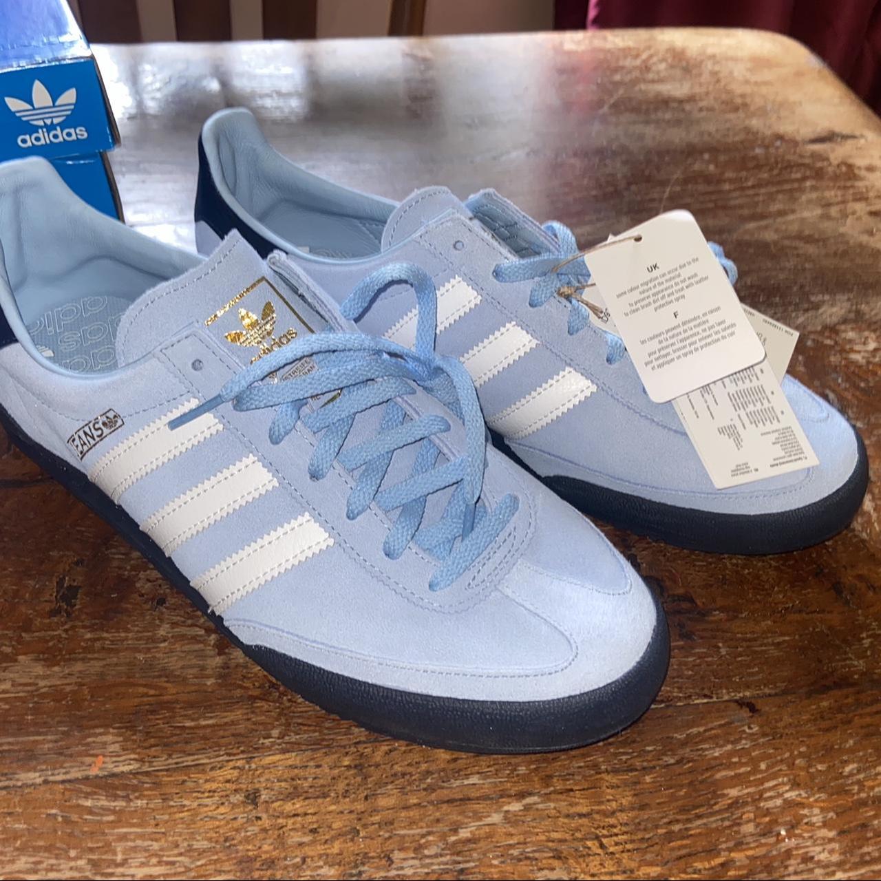 ADIDAS JEANS TRAINERS Size-9 ‘Clear sky blue... - Depop