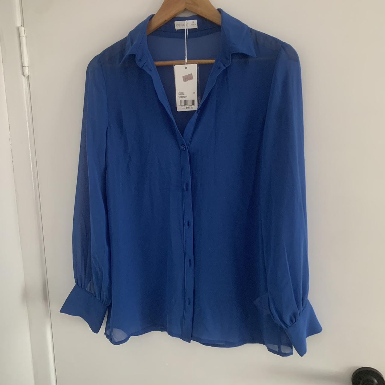 Beautiful Blue Sheer Over Shirt by Kookai in size... - Depop