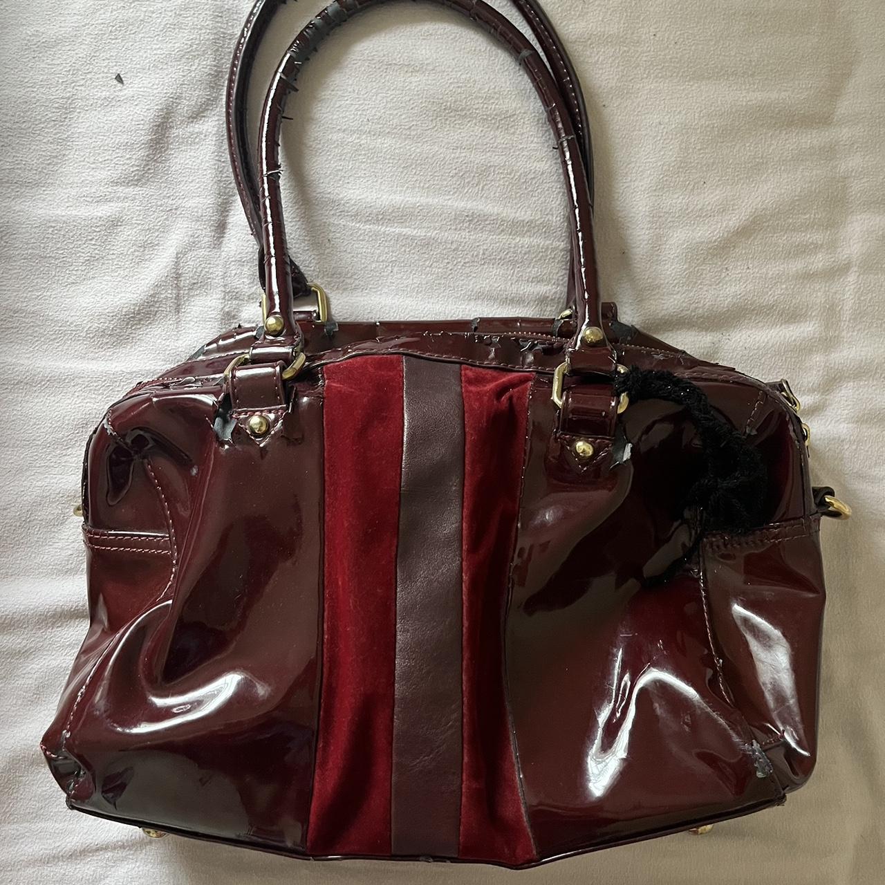 Clarks burgundy patent leather handbag good